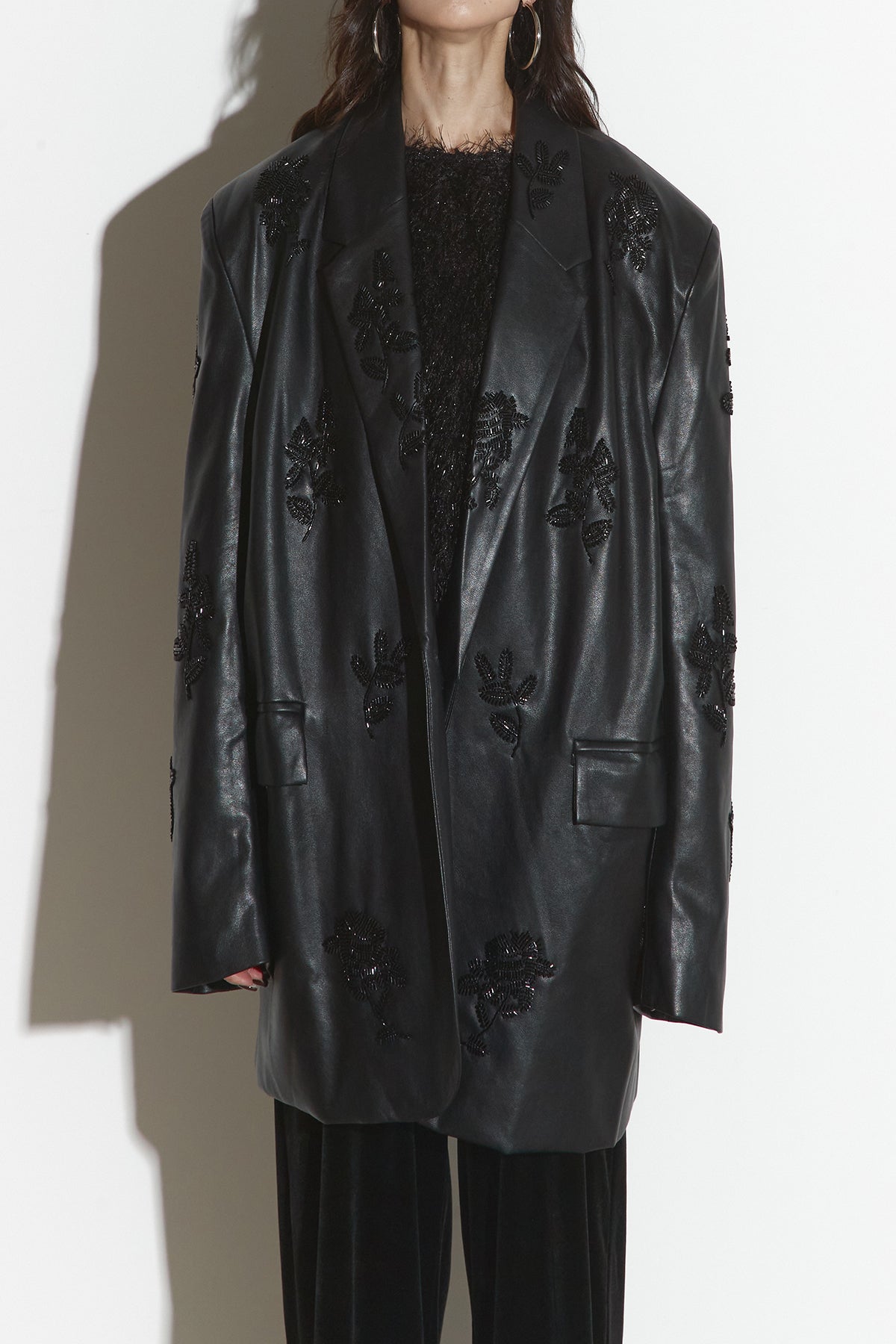 SET】レザービーズエンブロイダリージャケット+ウエストコードベロア