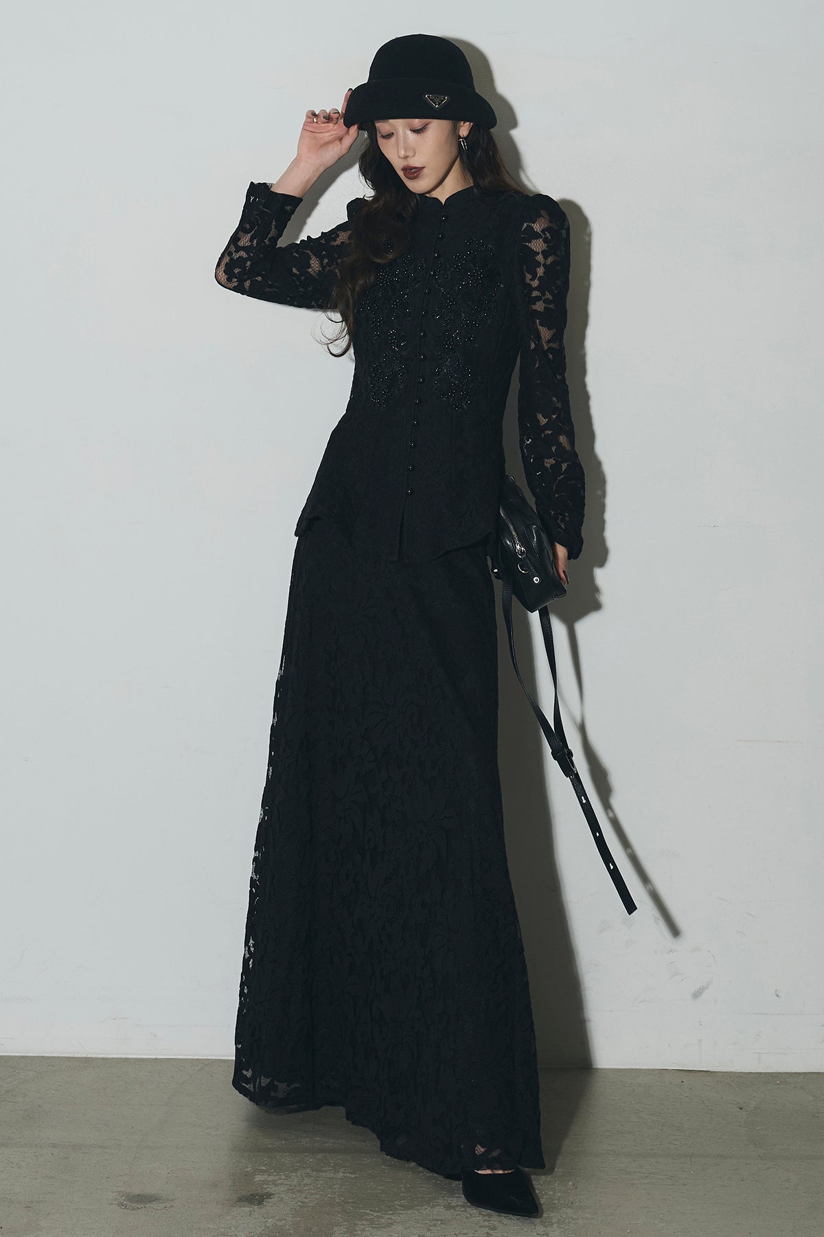 【ANDREA&Co.】ビジューレースペプラムブラウス＆レースフレアスカート ビジューレースペプラムブラウス＆レースフレアスカート – ANDREA&Co.