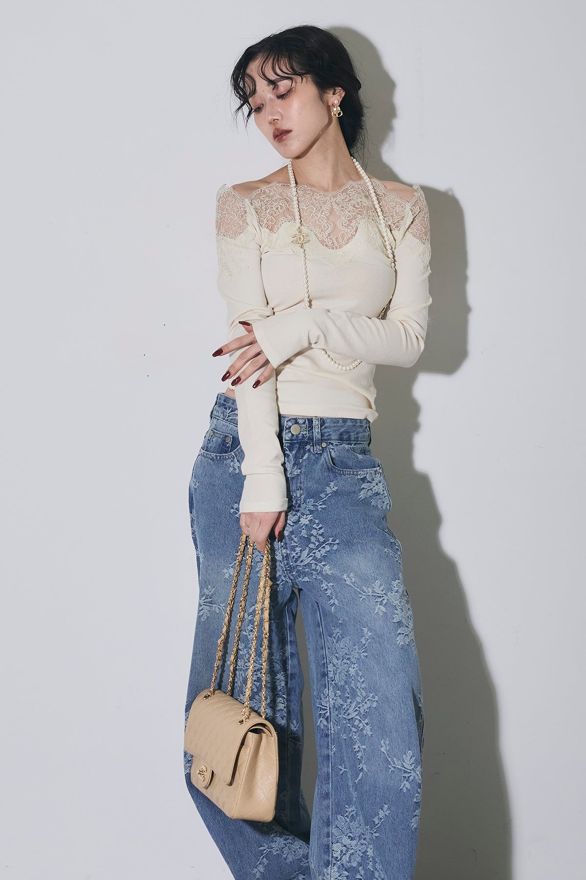 レースオフショルニット　andrea&co. レースオフショルニット – ANDREA&Co.