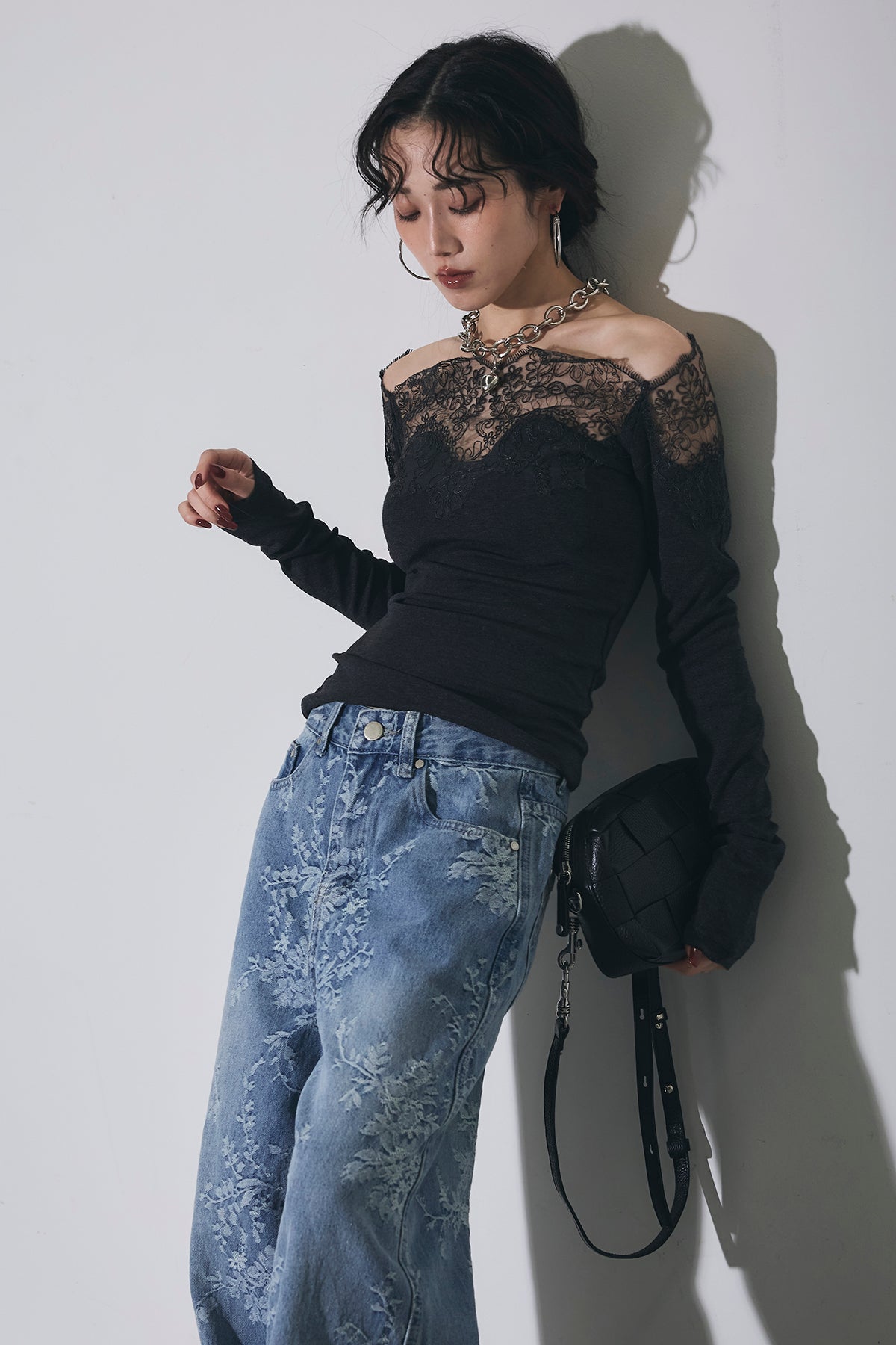 ANDREA&Co. レースオフショルニット　グレー レースオフショルニット – ANDREA&Co.