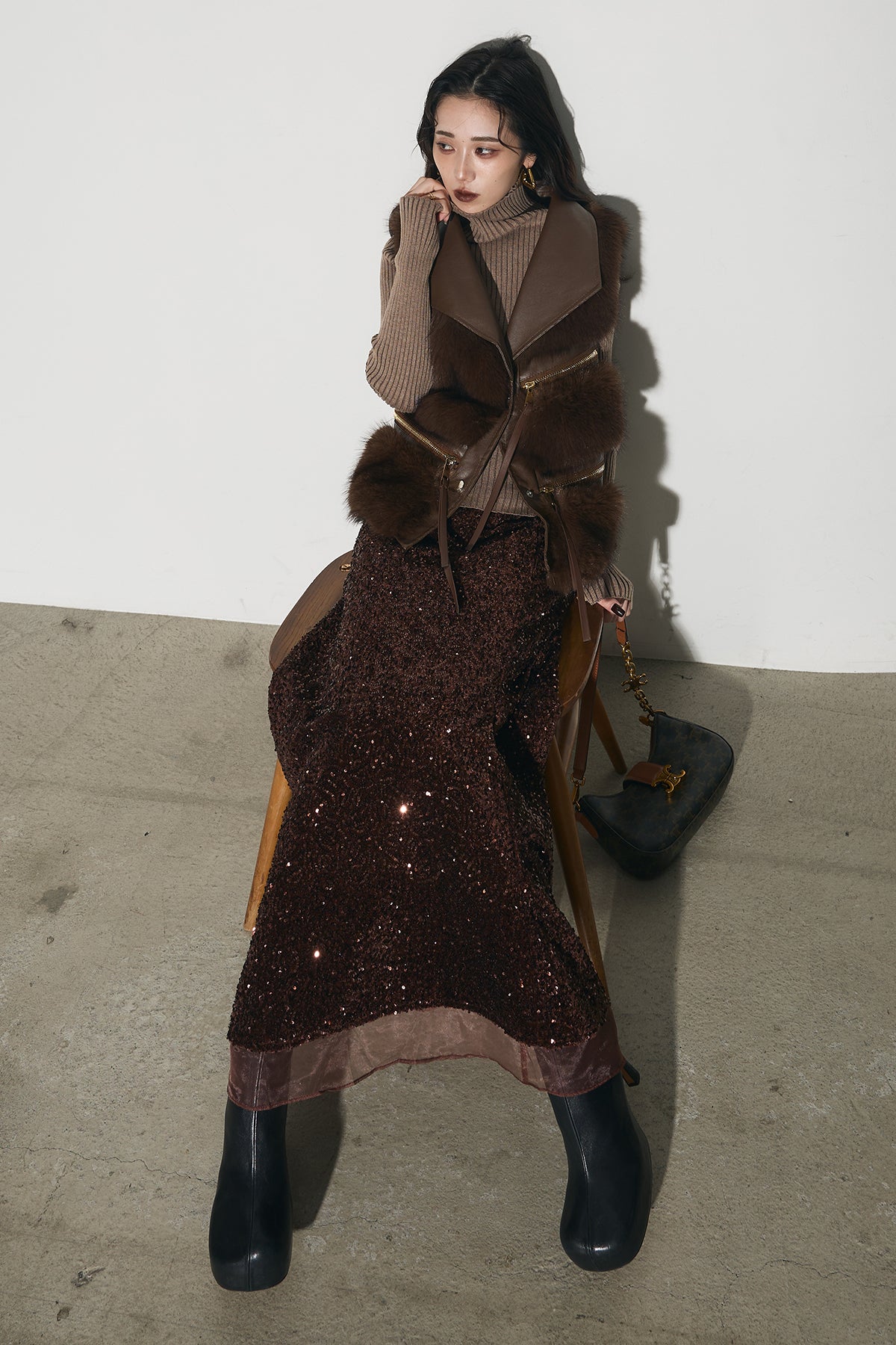 ♡3444さま専用♡ ANDREA&Co. フェイクファーライダースベストのみ ♡3444さま専用♡ ANDREA&Co. フェイクファーライダースベストのみ