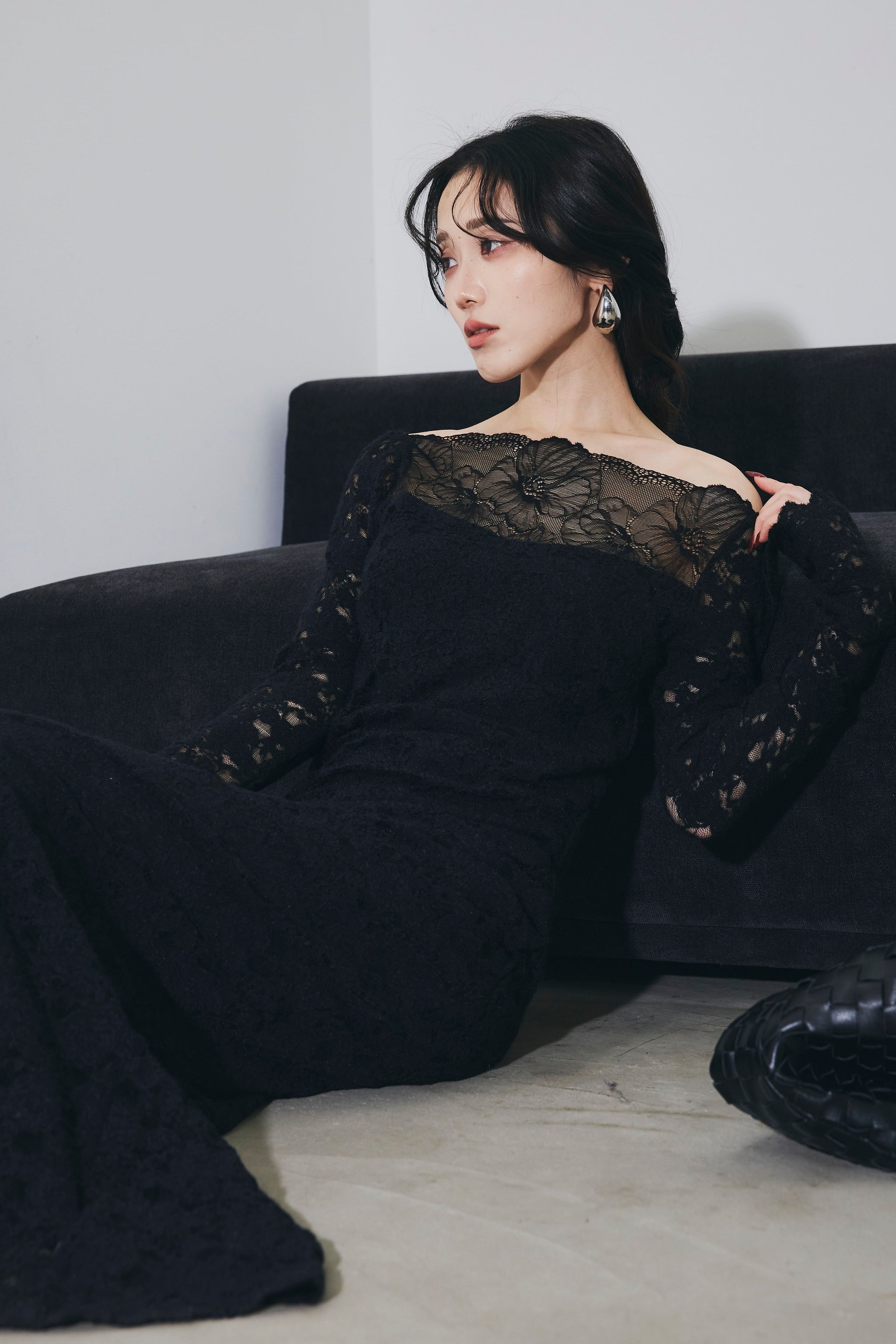 新品 ANDREA&Co. レース オフショル ワンピース ドレス ロング 黒 オフショルボタニカルレースワンピース – ANDREA&Co.