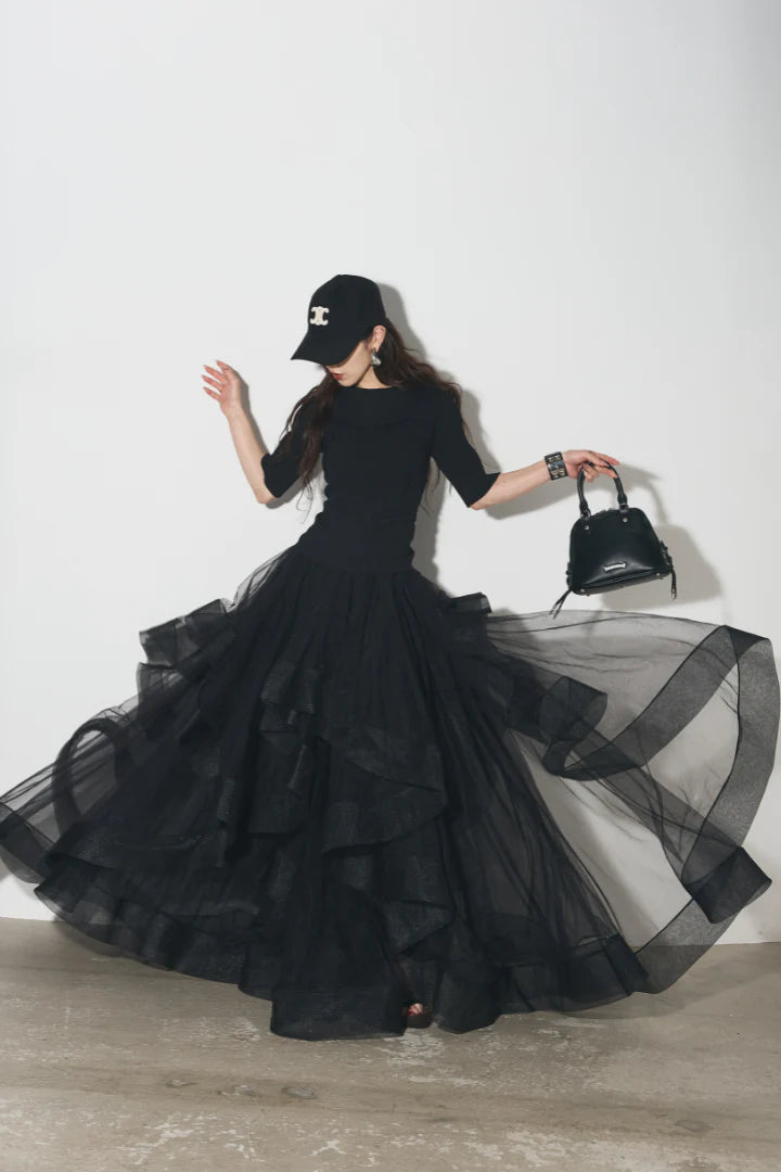 【新品タグ付き未使用】ボリュームフリルチュールスカート【ANDREA&Co】 AUBREY】ボリュームフリルチュールスカート – ANDREA&Co.