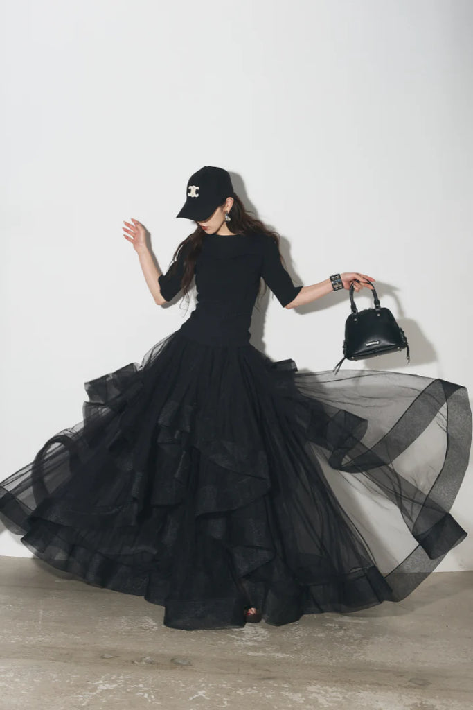 aubrey by andrea&co.ニット+ボリュームフリルチュールスカート AUBREY】ボリュームフリルチュールスカート – ANDREA&Co.