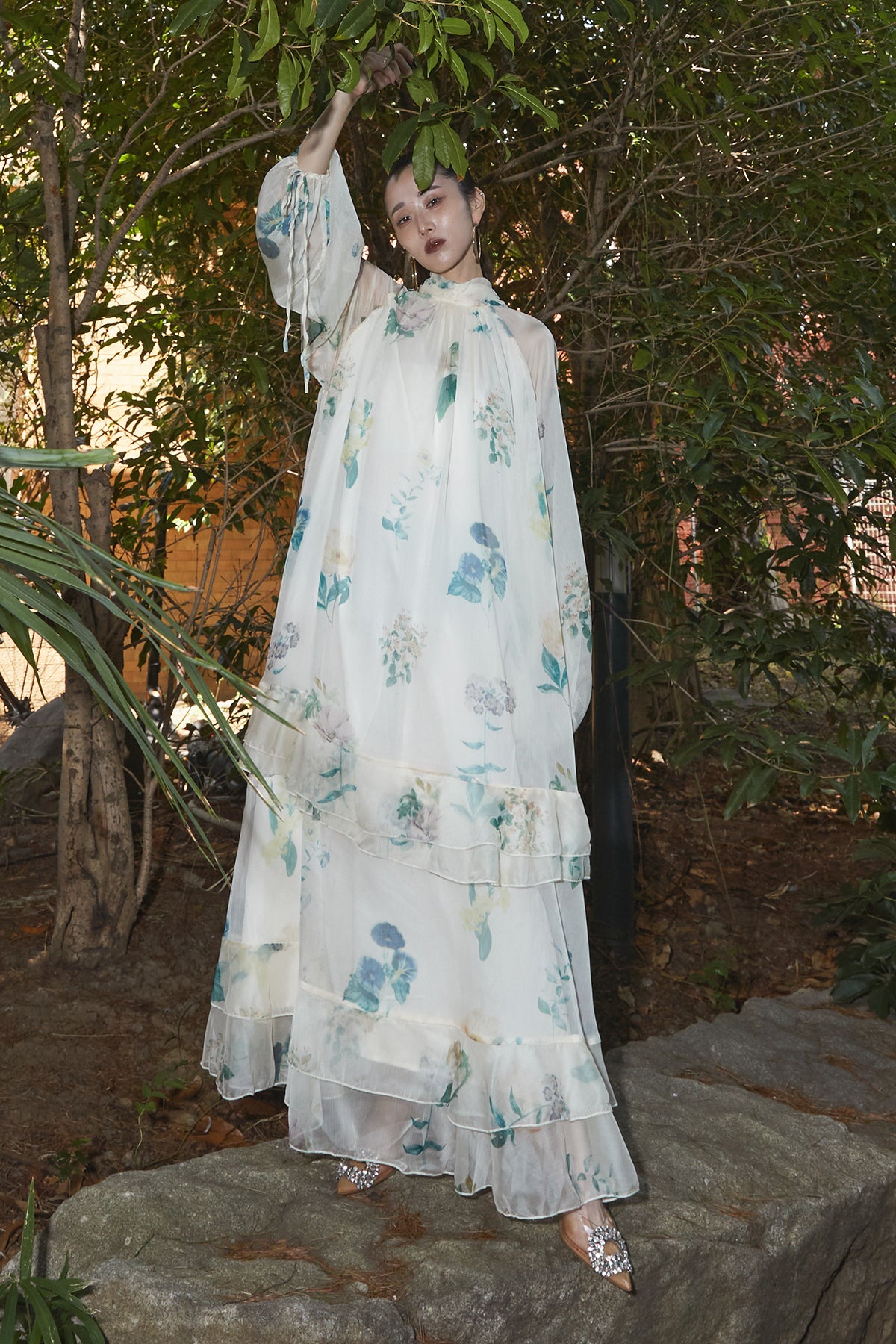 ANDREA&Co. 【AUBREY】水彩ティアードワンピース andrea&co 水彩柄ワンピース AUBREY】水彩アートティアード