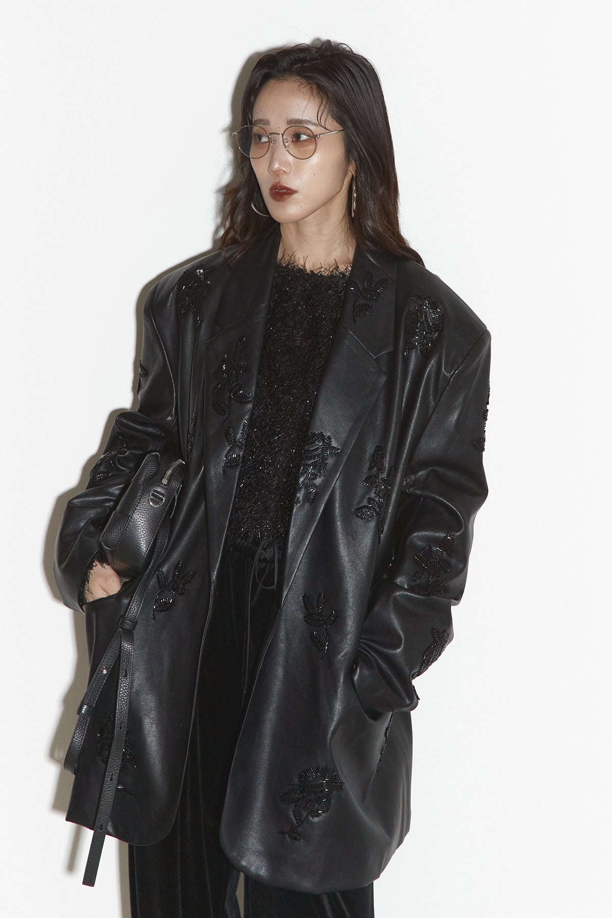 ANDREA&Co. AUBREY◆レザービーズエンブロイダリージャケット SET】レザービーズエンブロイダリージャケット+ウエストコードベロア