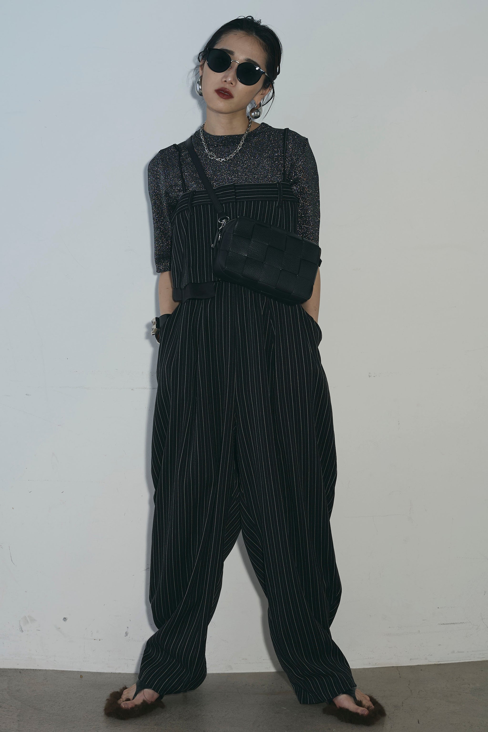 ANDREA&Co ピンストライプキャミビスチェ ピンストライプワイドパンツ 