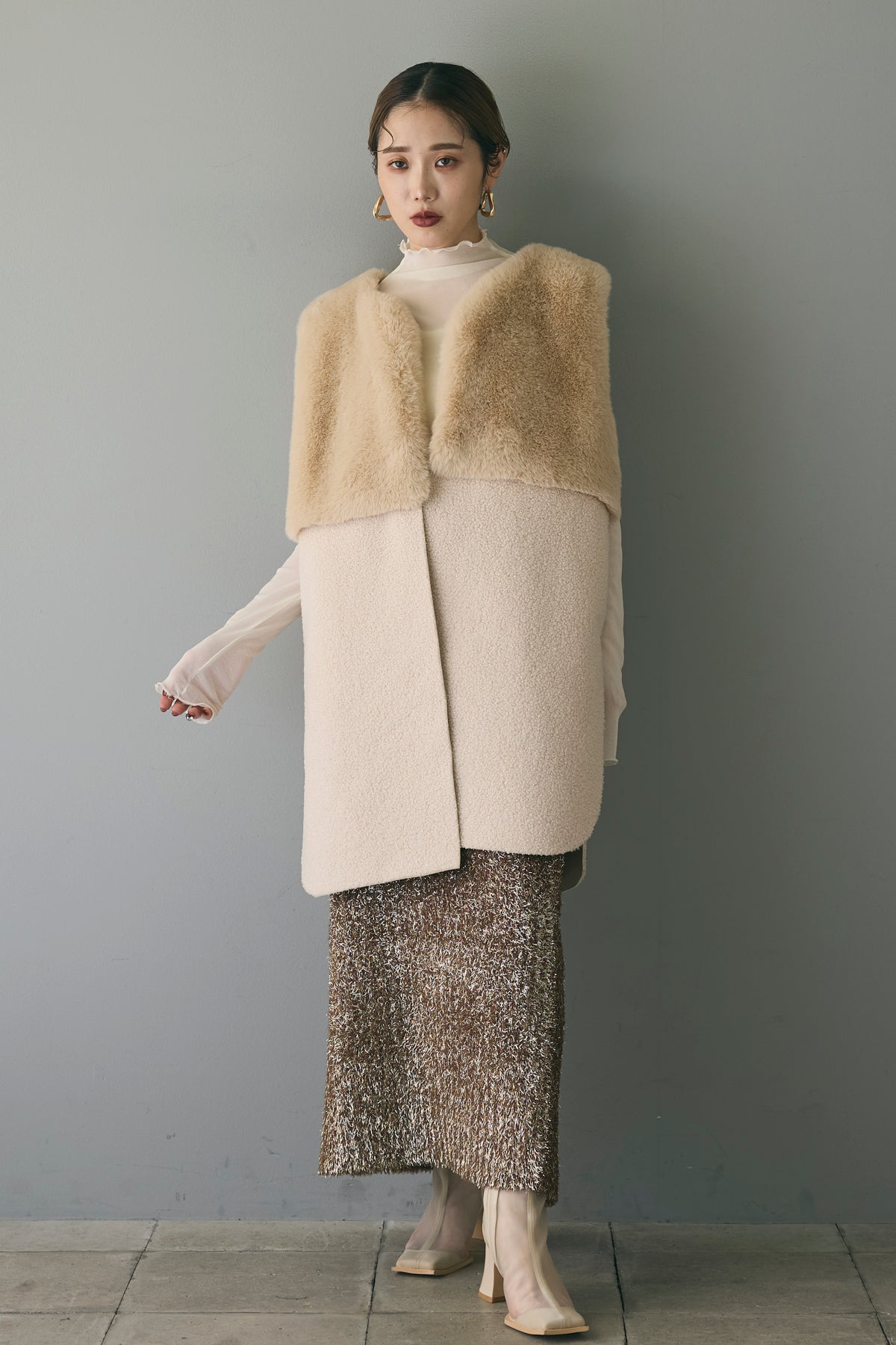 ANDREA&Co. ロングファージレ ANDREA&Co. ロングファージレ ANDREA & Co】ツイードファージャケット