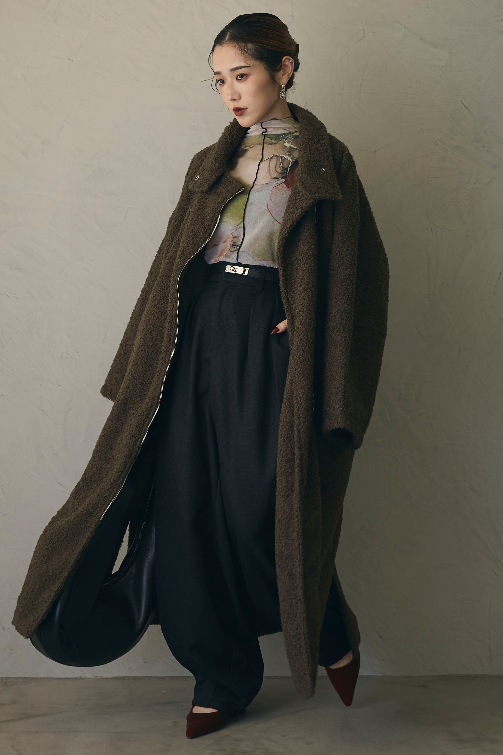 ANDREA&Co.ポシェット付ボアロングコート新品アイボリーvery 