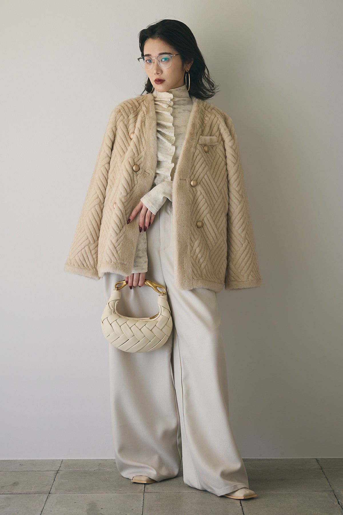 【Andrea &Co】24AW新作　ファーコート(ベージュ) Andrea &Co】24AW新作 ファーコート(ベージュ)