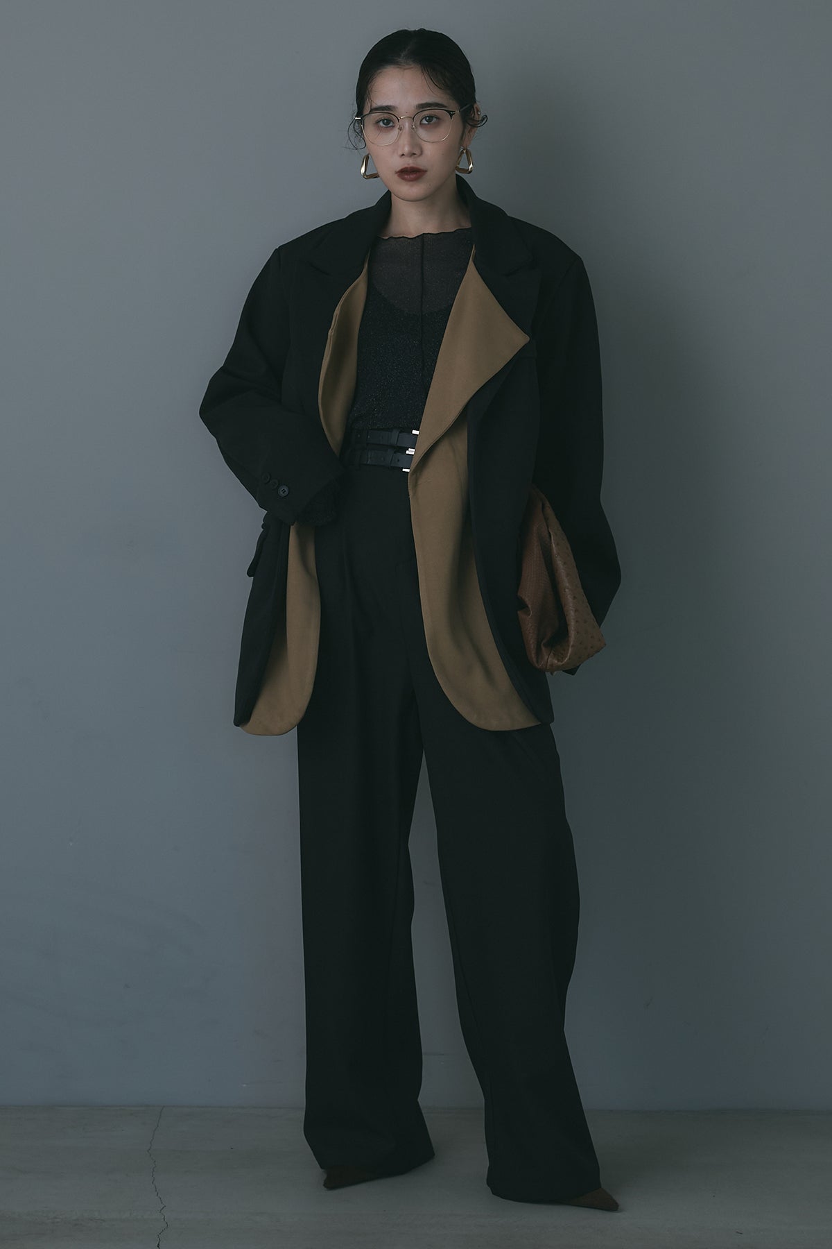 AUBREY by ANDREA&Co ラメデニム　ワイドパンツ AUBREY/SET】2wayオフショルダーギャザーブラウス+ラメデニム
