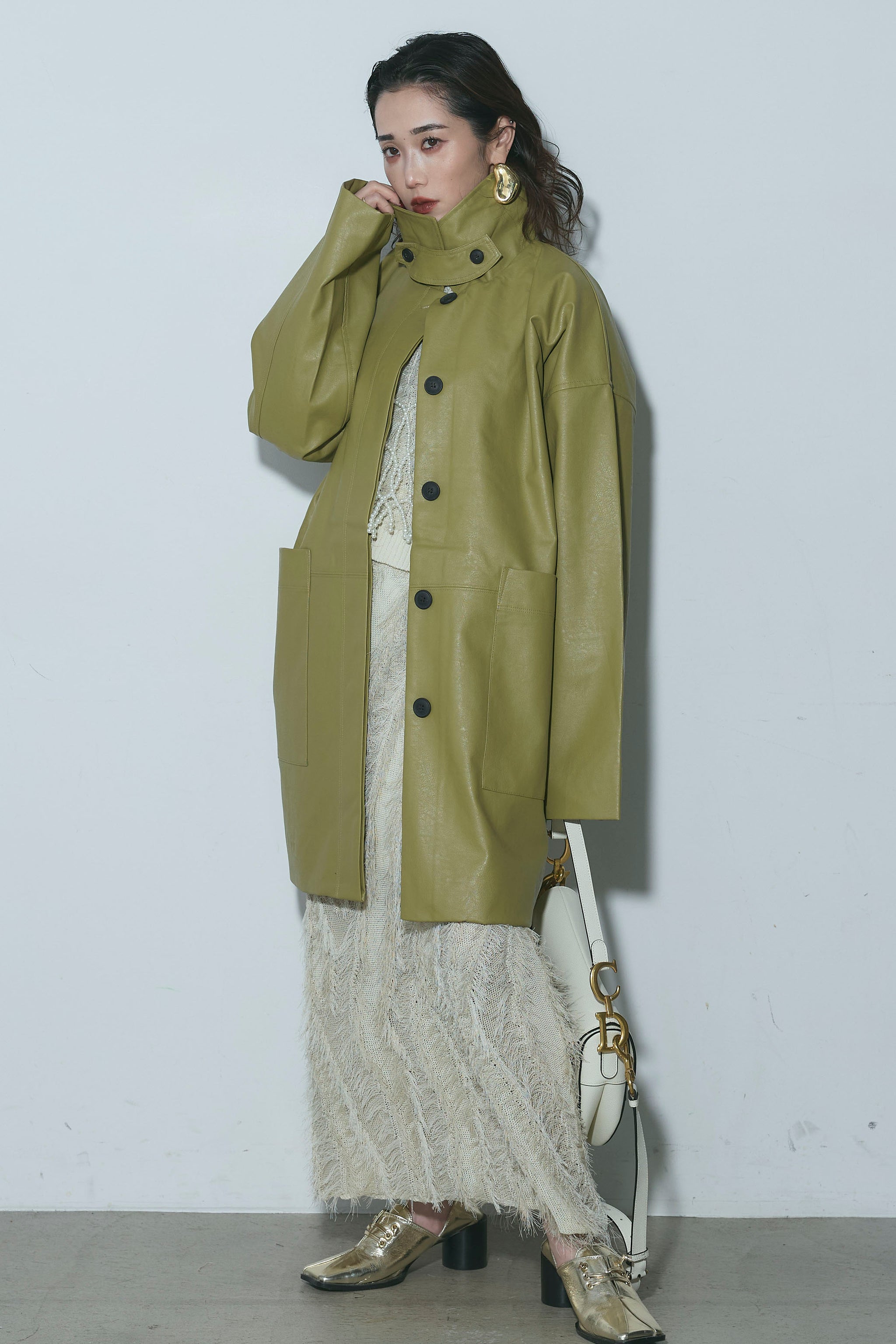 ANDREA &Co AUBREY フェイクレザーオーバージャケット ANDREA &Co AUBREY フェイクレザーオーバージャケット