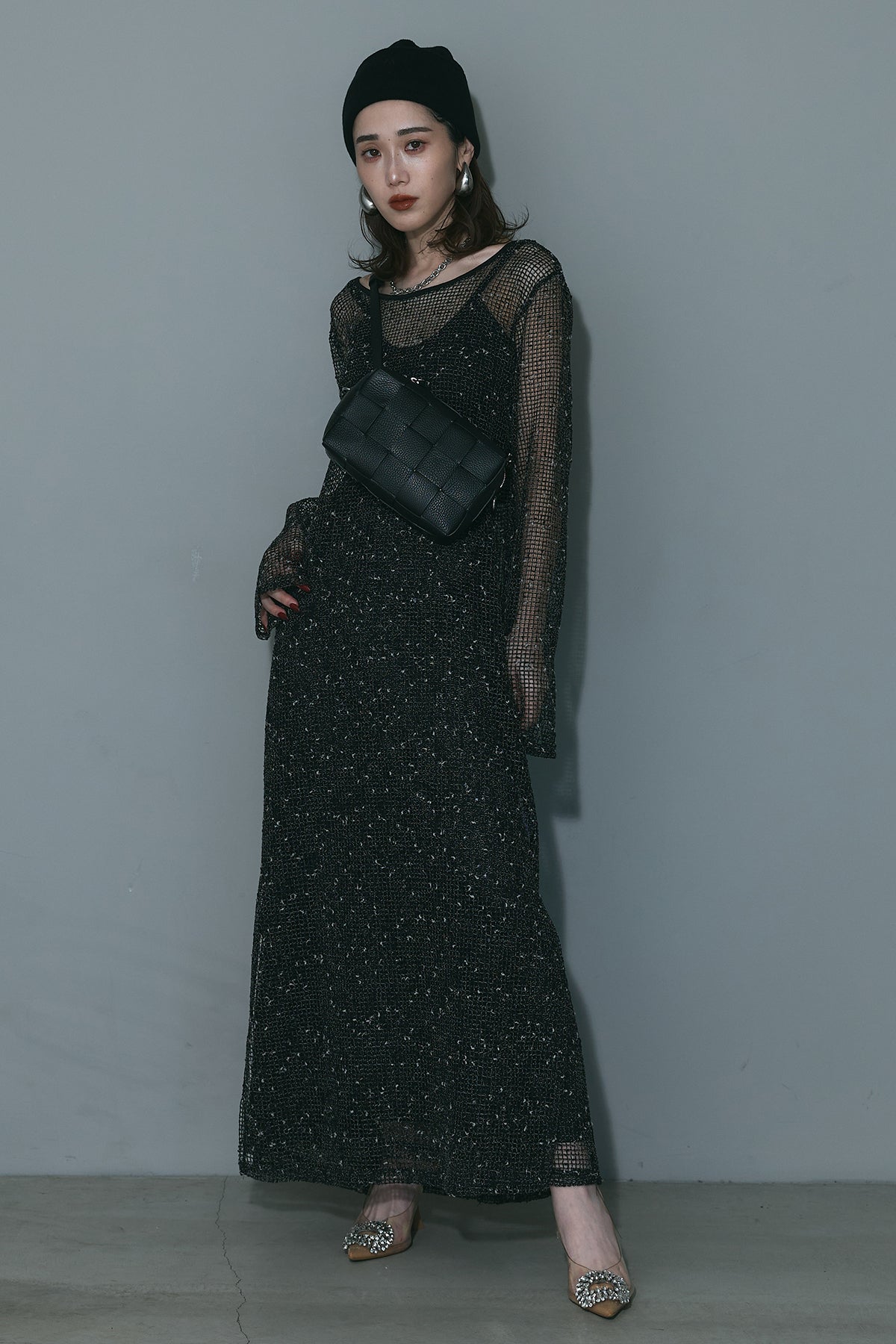 AUBREY/SET】カットメッシュバックオープンワンピース+カット AUBREY/SET】カットメッシュバックオープンワンピース+カット