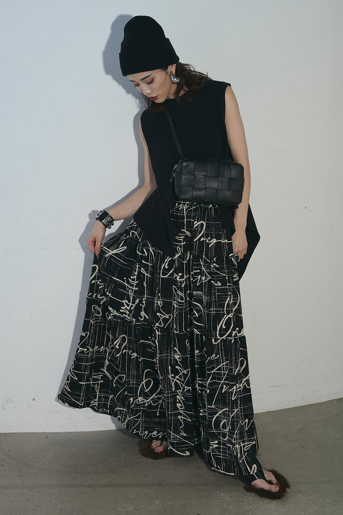 Andrea & co フレアスカート ブラック/グレー Andrea & co フレアスカート ブラック/グレー（ANDREA＆Co