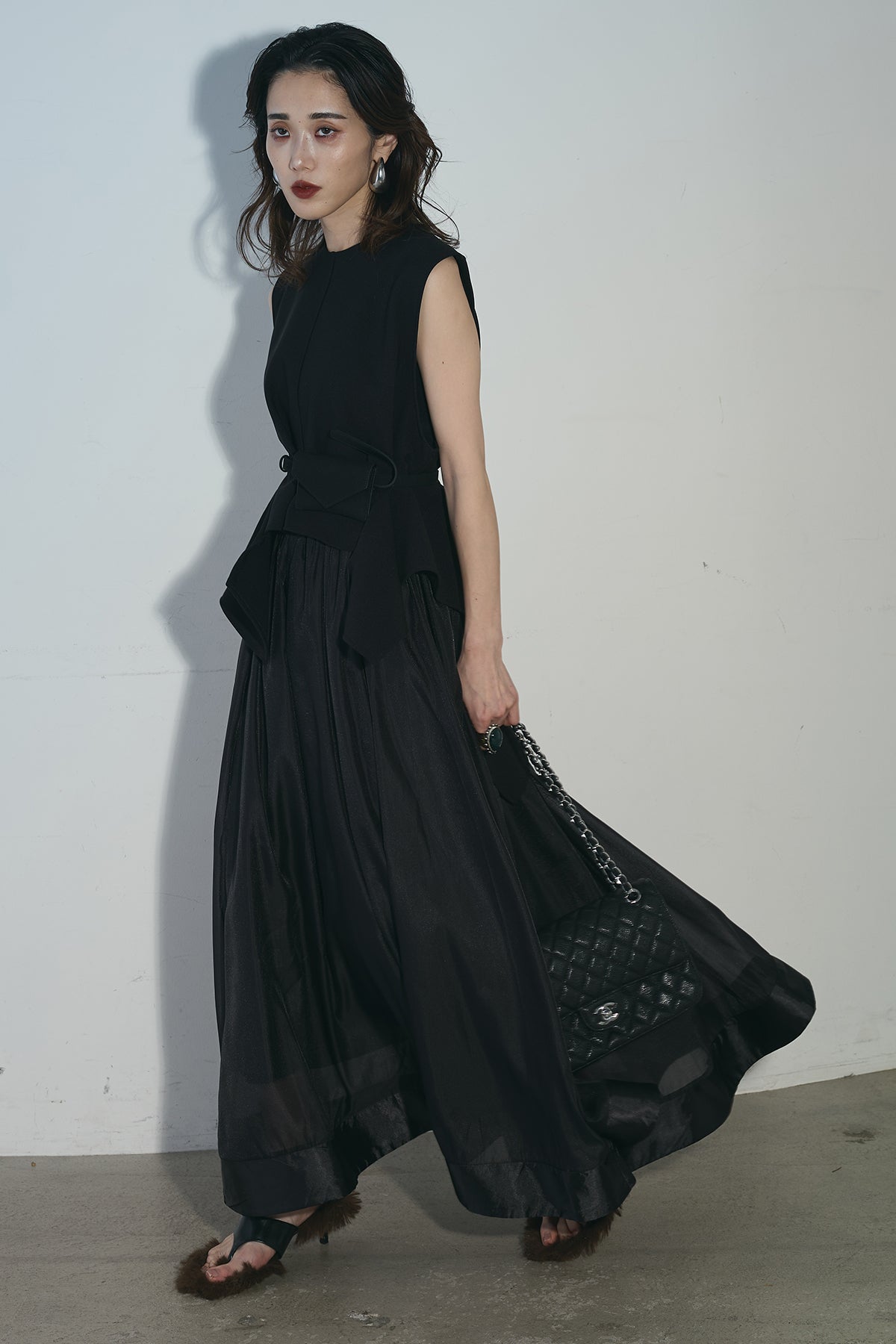 BLACKPEACENOW アシンメトリースカート ベルト レイヤード 黒 BLACKPEACENOW アシンメトリースカート ベルト レイヤード 黒