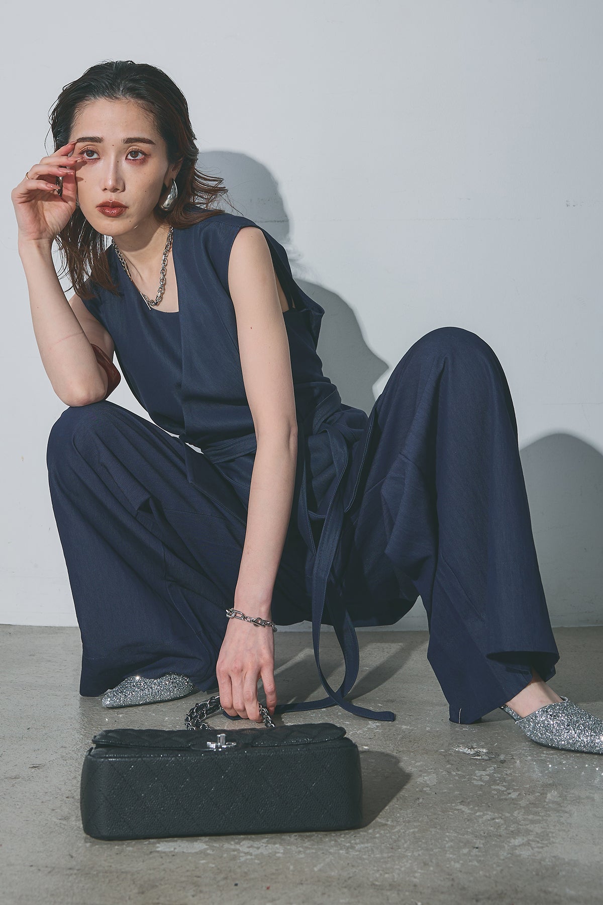 【ANDREA & Co.】 AUBREY オールインワン ブラック ベルト付 ANDREA & Co.】 AUBREY オールインワン ブラック ベルト付
