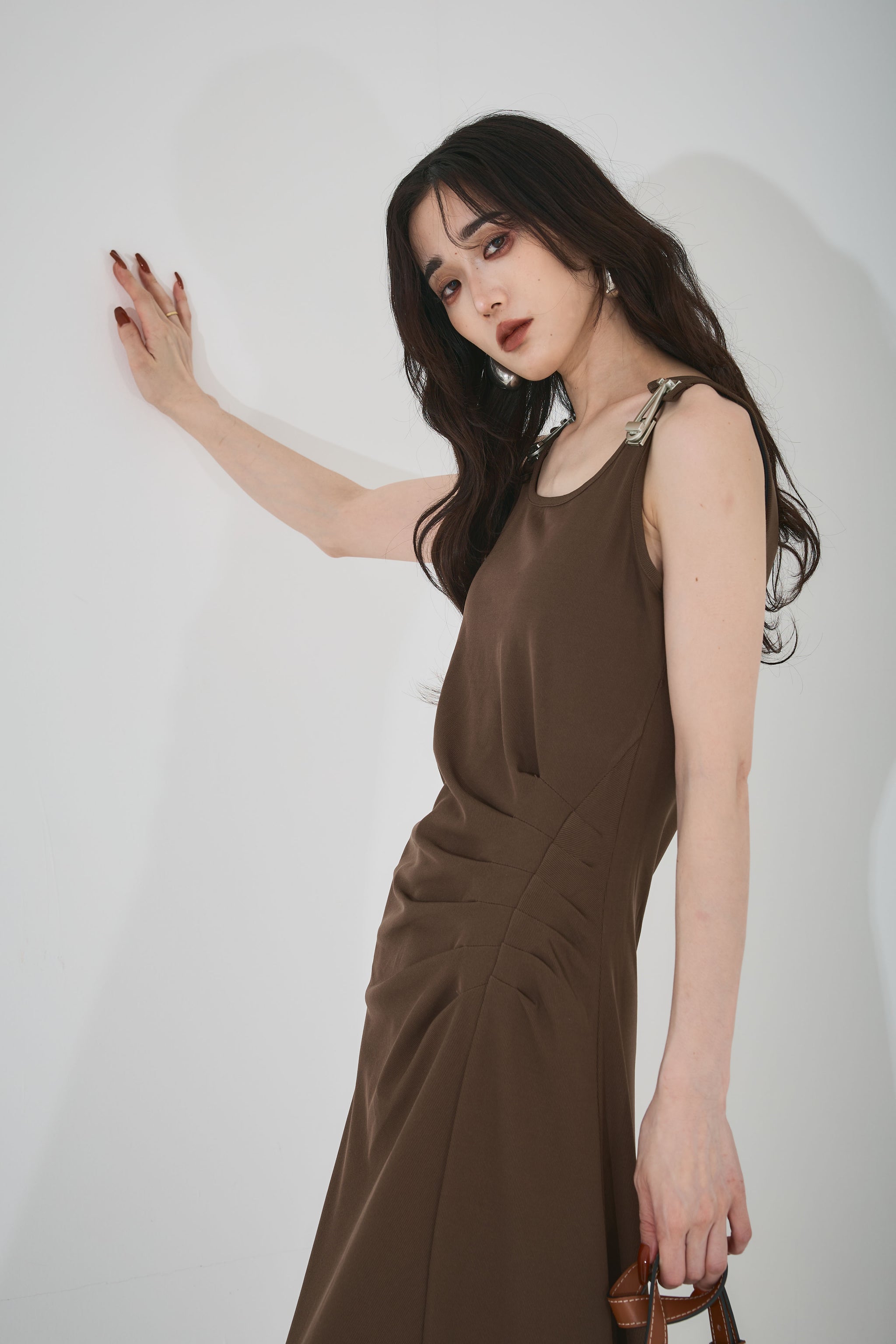 【Acne Studios】ギャザーアシンメトリージャージーミディドレス アシンメトリー ドレス Acne Studios(アクネストゥディオス