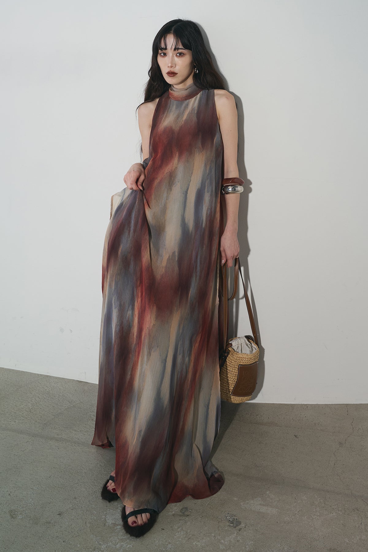 ANDREA & Co】【AUBREY】 水彩アートティアードワンピース ANDREA＆Co