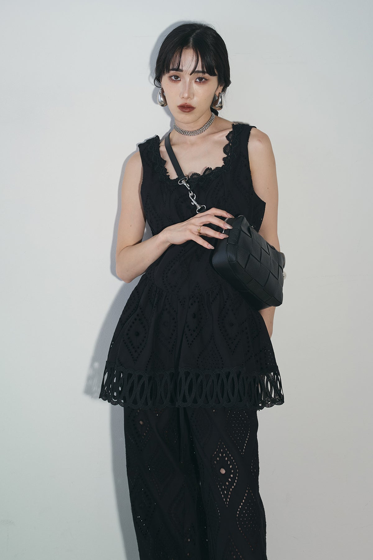 AUBREY】コットンレースペプラムトップス&コットンレースパンツ