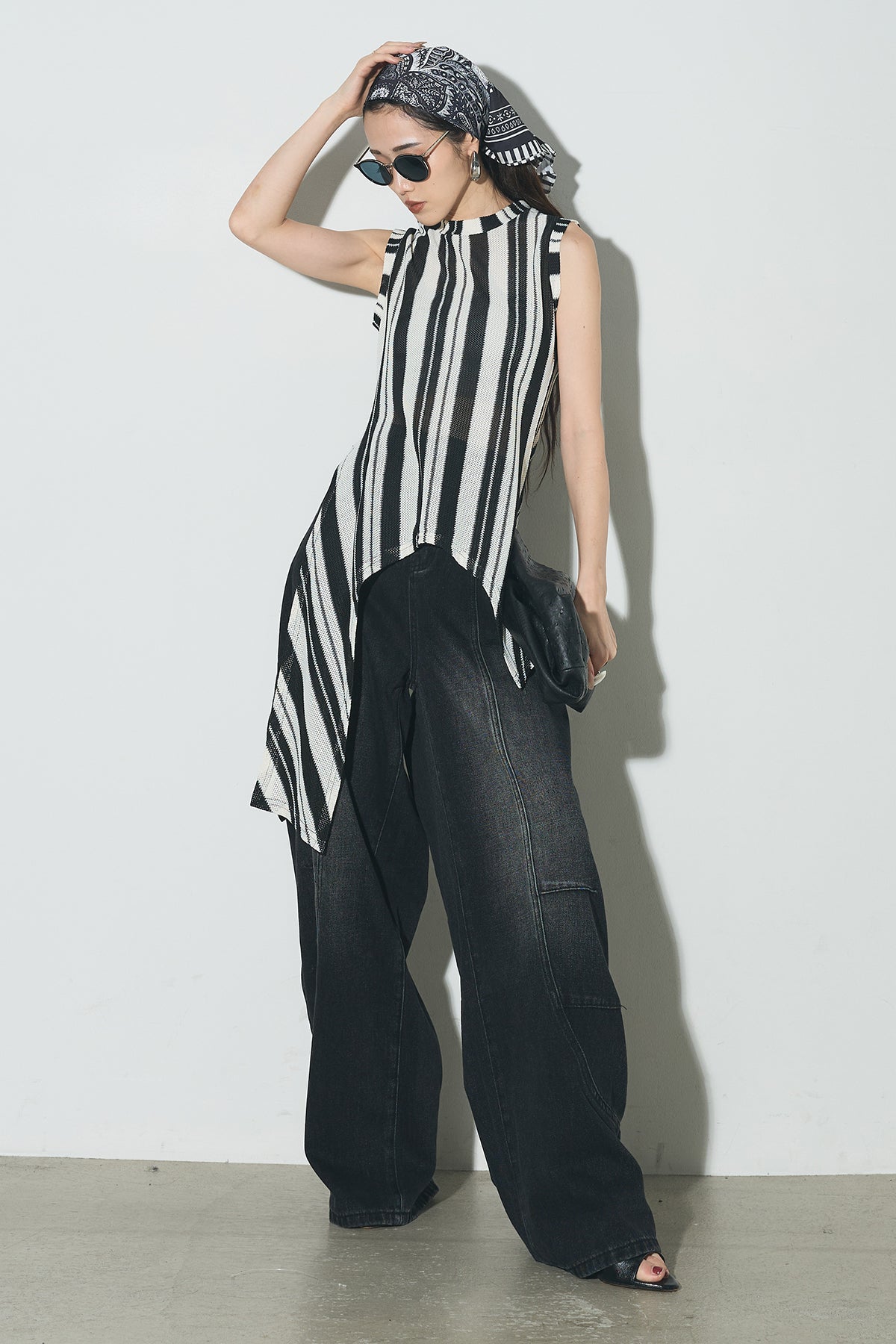 ANDREA&Co ニットポンチョ　レザースカートセット ANDREA&Co ニットポンチョ レザースカートセット