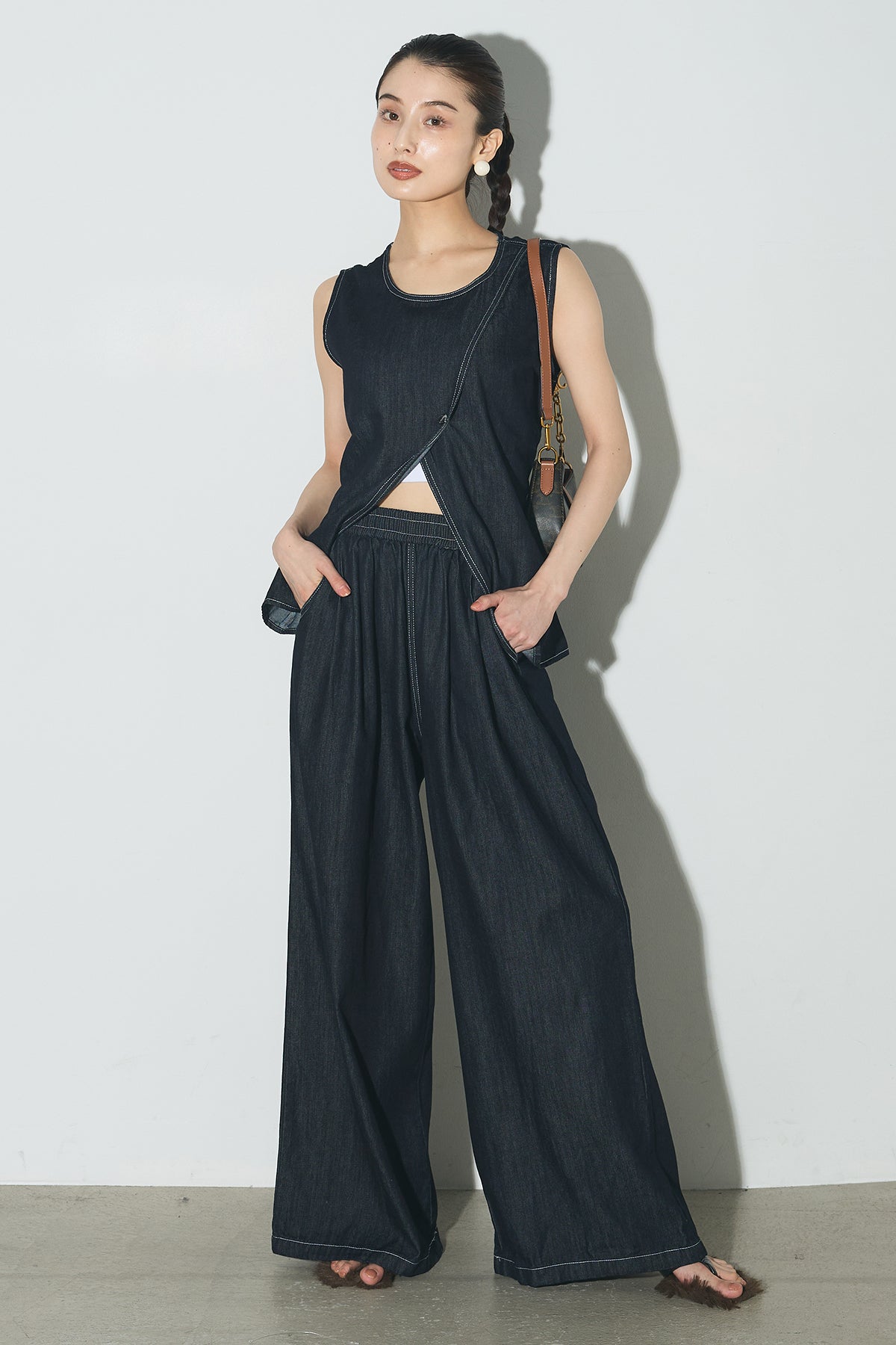 ANDREA&CO ラップデザインデニムパンツ ベルト×ZIPデザインデニムパンツ | VOLCAN&APHRODITE
