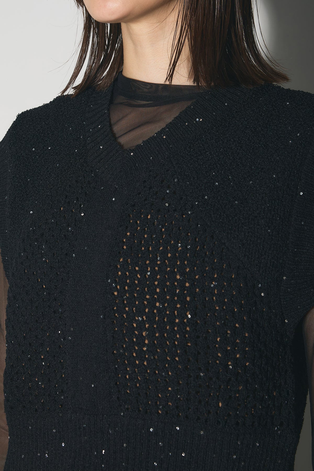 ANDREA＆Co完売品　半袖ニットトップス ANDREA＆Co完売品 半袖ニットトップス バイカラー襟ニット半袖