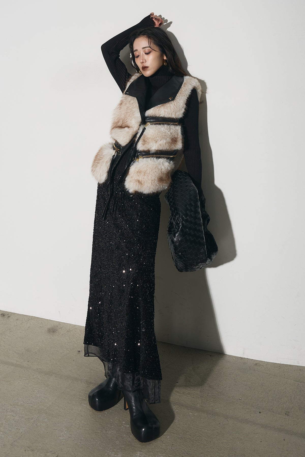 ANDREA & Co. ファーレザーベスト フェイクファーライダースベスト – ANDREA&Co.