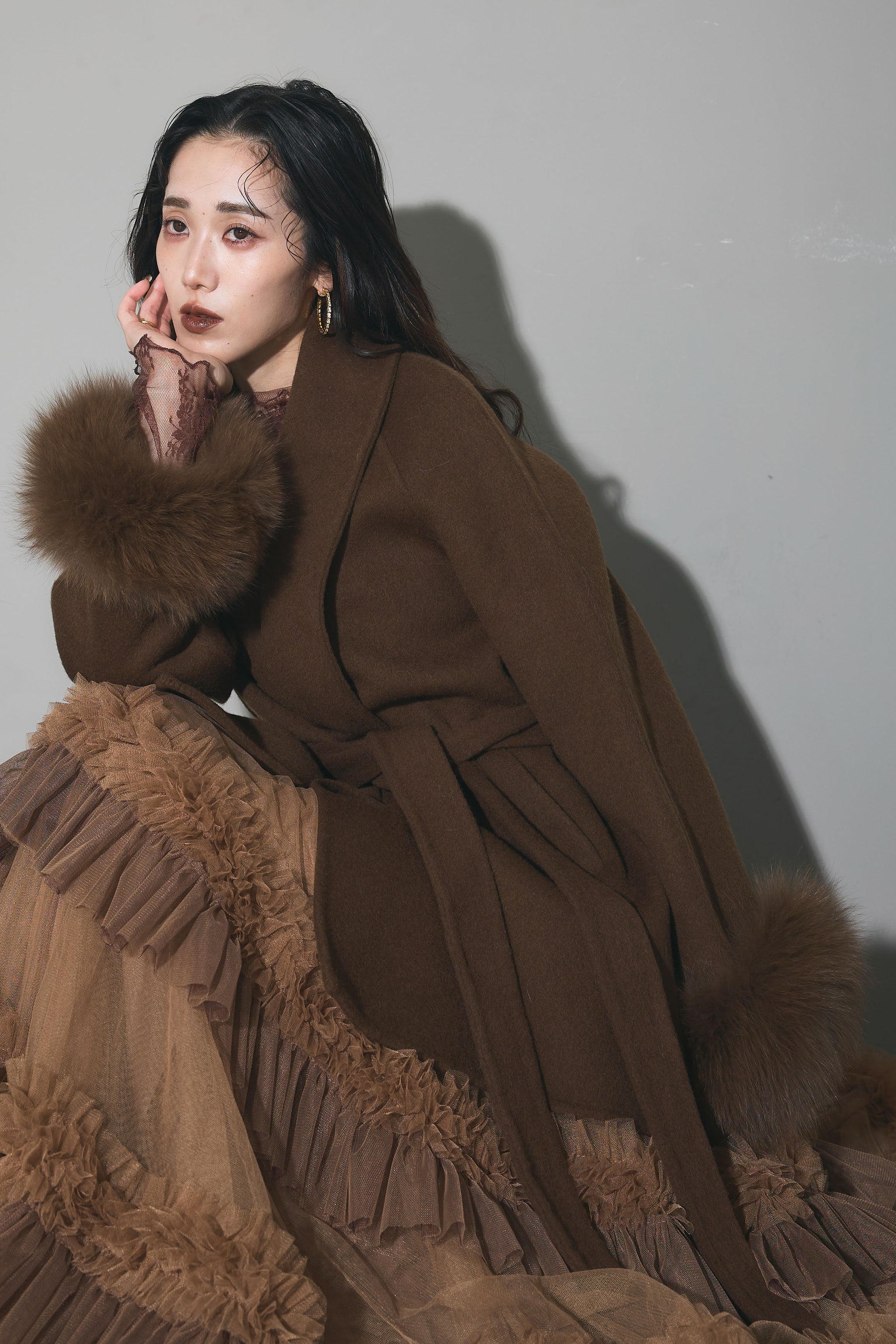 ANDREA&Co. 24AW ファージャケット　アンドレアコー ANDREA&Co ファー ジャケット ANDREA & Co】ツイードファー