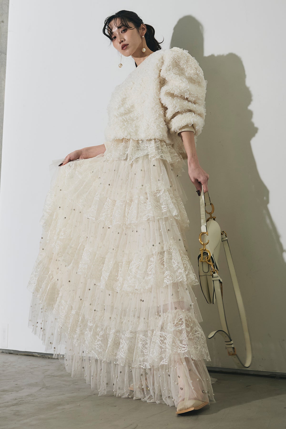 【新品未使用】ANDREA&Co. ビジューレースチュールスカート　ベージュ ビジューレースチュールスカート – ANDREA&Co.
