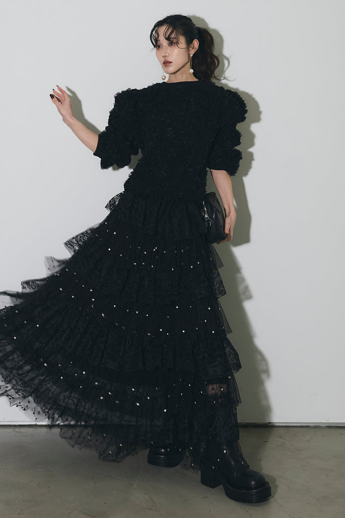 【AUBREY】フラワージャガードドレス ANDREA&Co. AUBREY】 フラワージャガードドレスANDREA&Co.