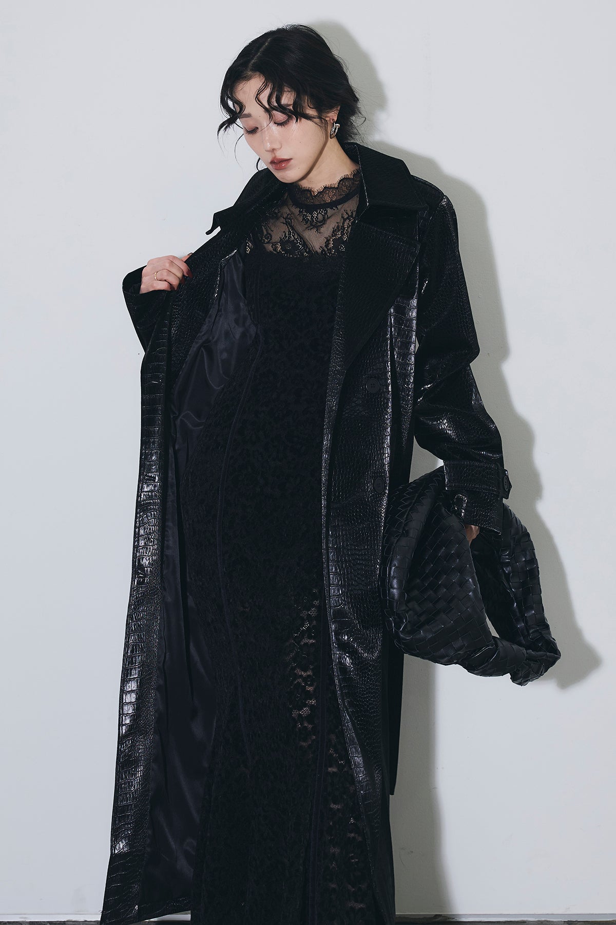 SET】パイピングレースキャミドレス+クロコレザーコート – ANDREA&Co.