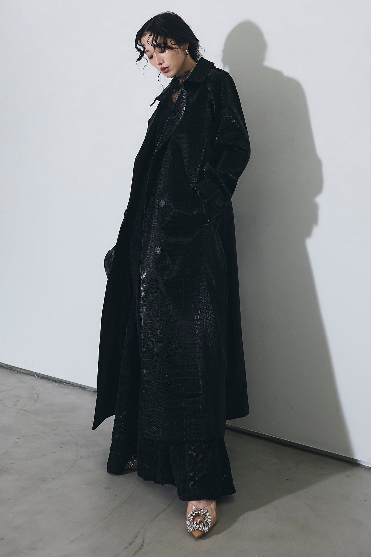 SET】パイピングレースキャミドレス+クロコレザーコート – ANDREA&Co.