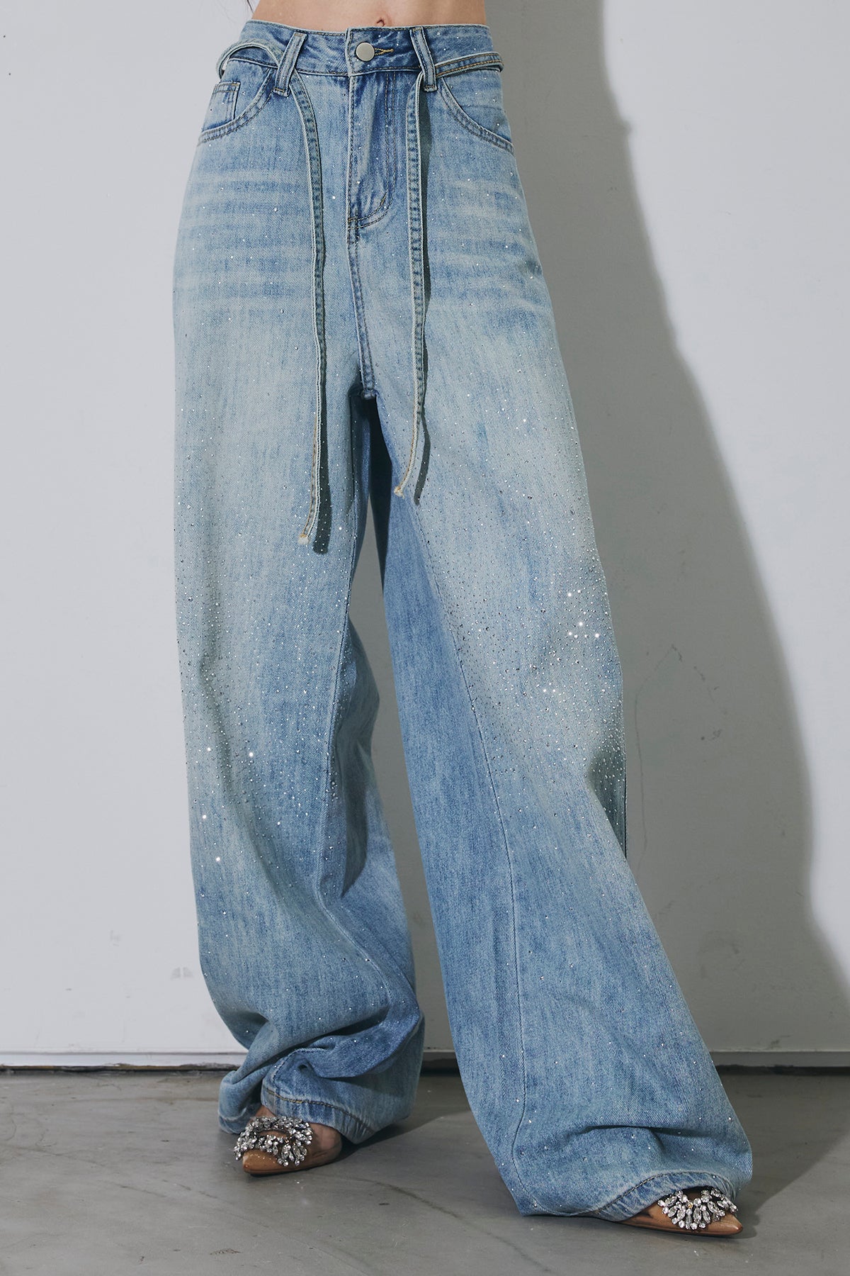 新品未使用/ANDREA&Coアンドレアアンドコー/ラインストーンデニム　完売品 ラインストーンデニムワイドパンツ – ANDREA&Co.