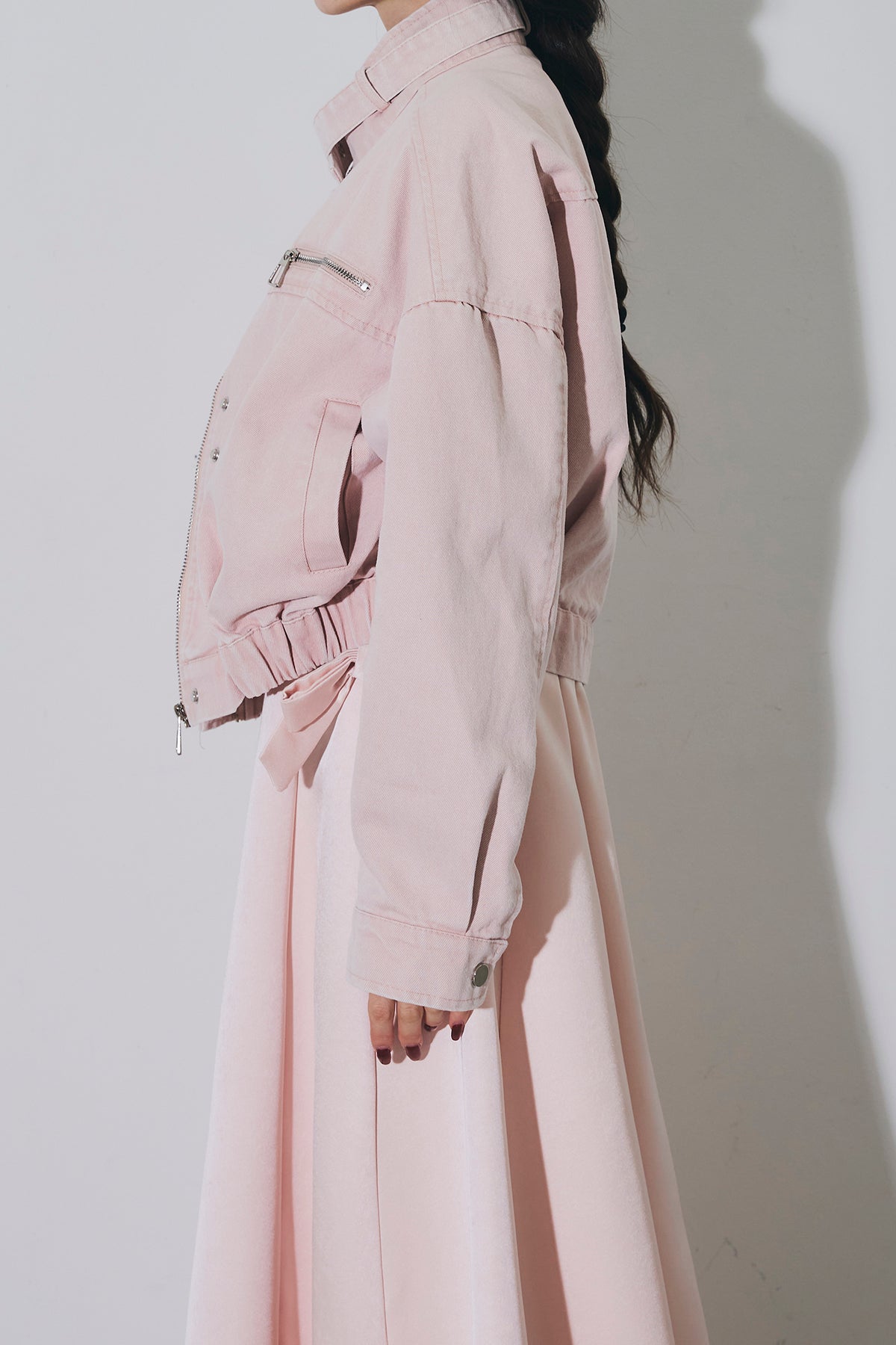 SET】ZIPピンクデニムジャケット+サイドリボンドレス – ANDREA&Co.