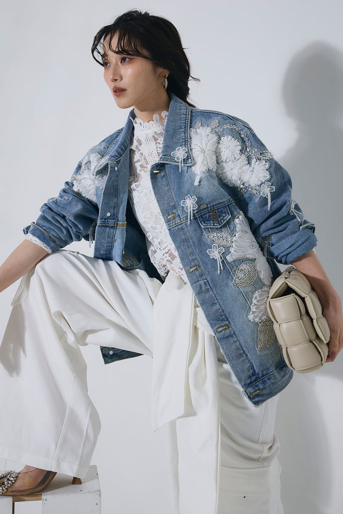 ANDREA&CO AUBREY フラワージャガードデニムジャケット 定価1.5 フラワージャガードデニムジャケット – ANDREA&Co.