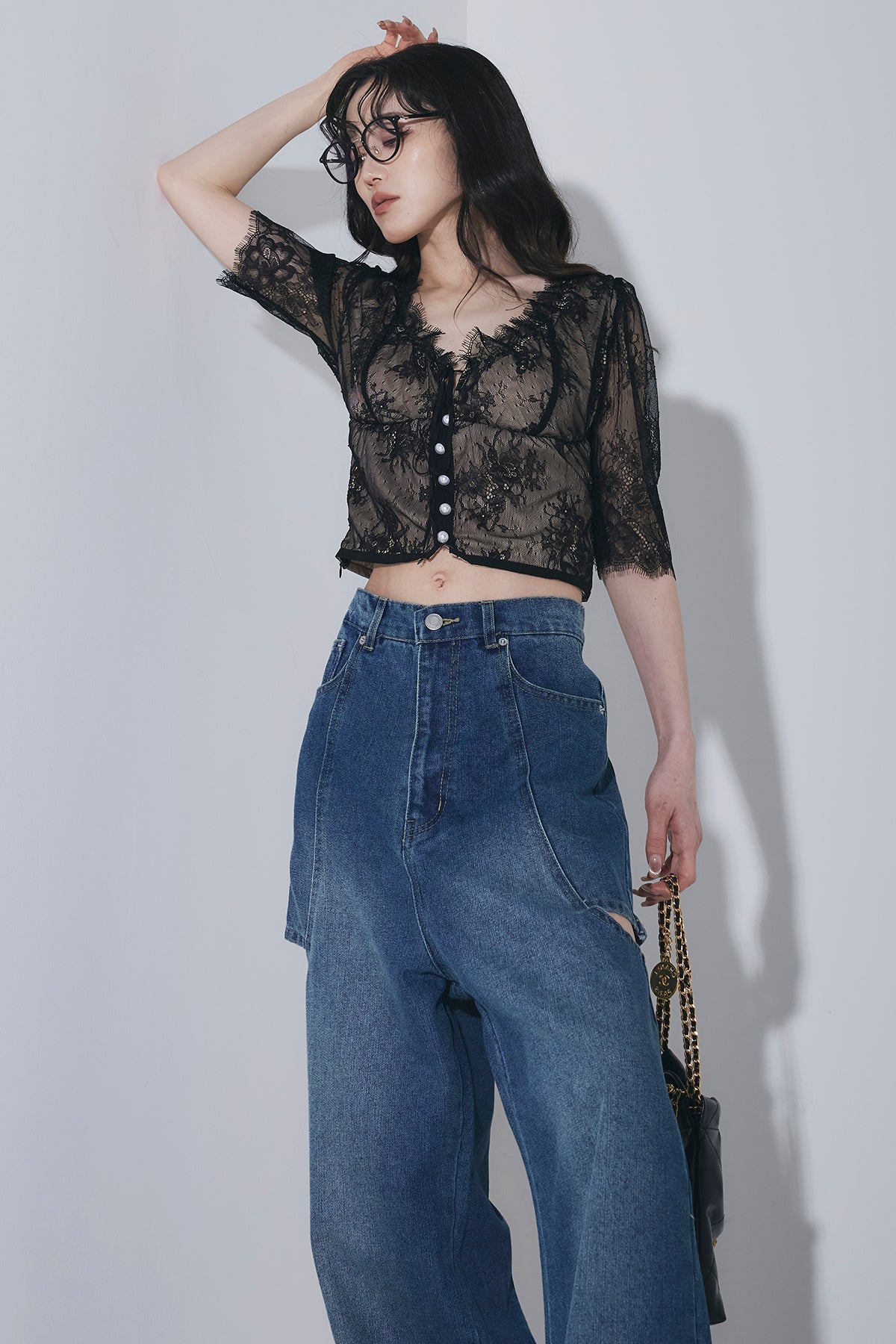 SET】レースハーフスリーブトップ+サイドカットデニムパンツ – ANDREA&Co.