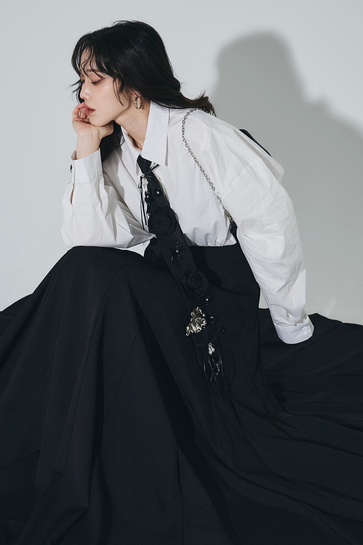 Andrea&Co AUBREY ポリエステル フレアロングスカート Andrea&Co AUBREY ポリエステル フレアロングスカート