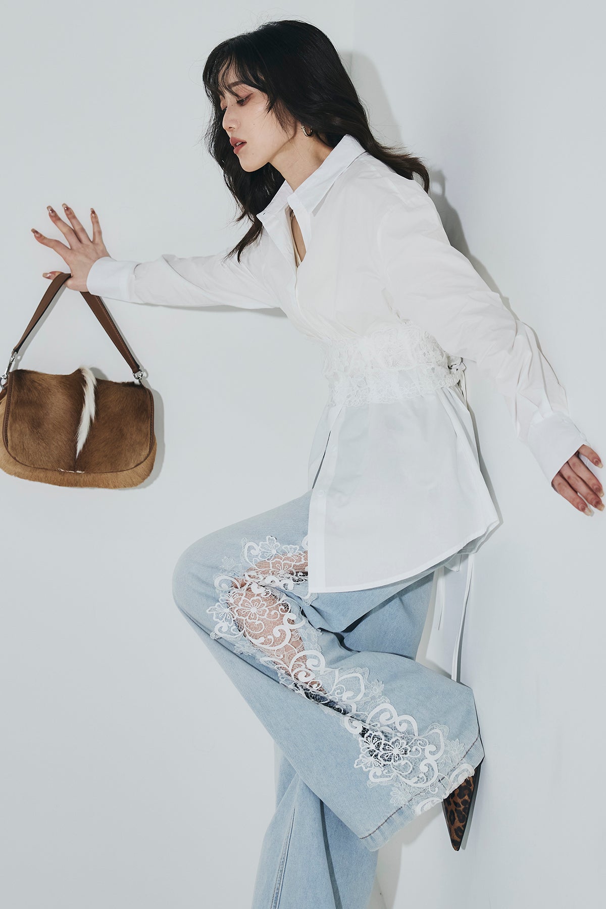ANDREA&co ブラウス　デニムパンツ　セット SET】レースベルトブラウス+レースカットアウトデニム – ANDREA&Co.