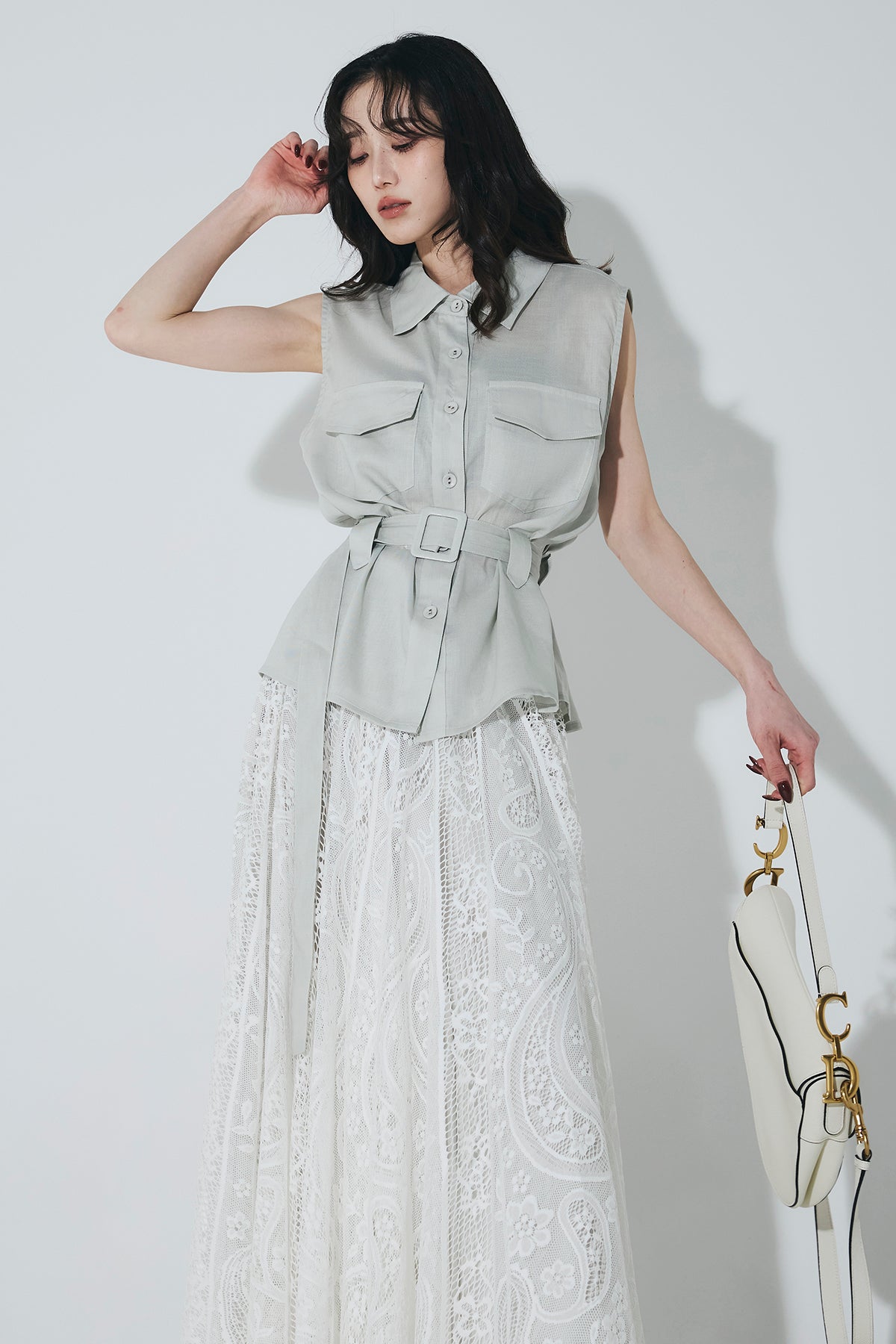 Andrea &co スカート　トップス ベルテッドレーススカートセットアップ – ANDREA&Co.