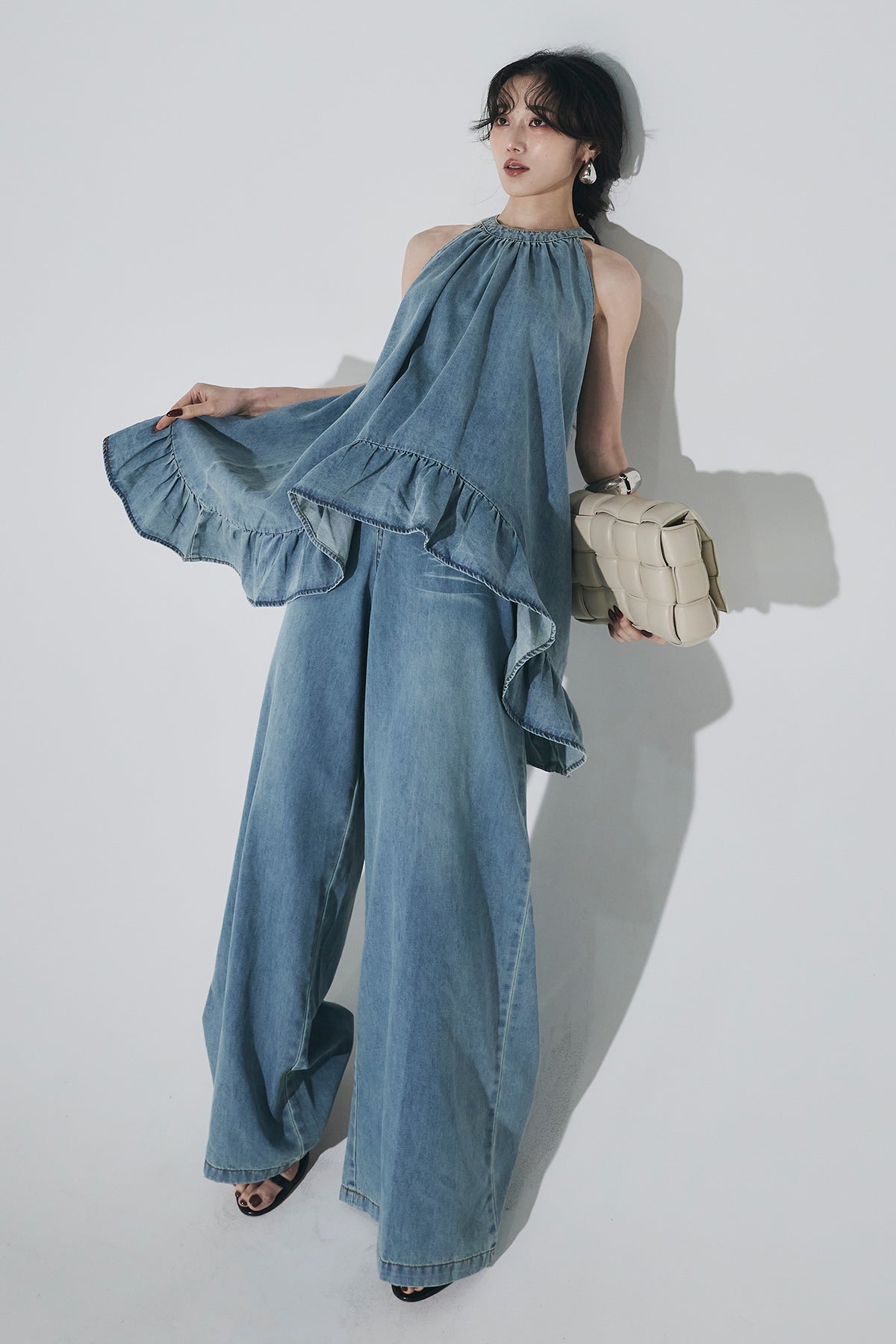 AMERI フリルデニムセットアップ 24 FRILL DENIM SET UP ameri FRILL 