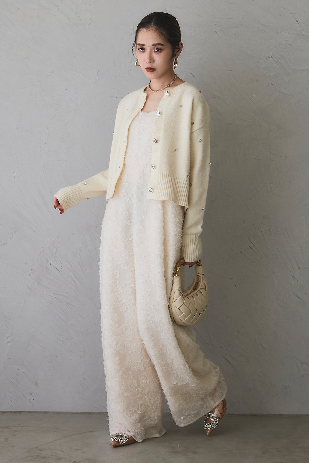 andrea&co フリンジジャガードサロペット andrea&co フリンジジャガードサロペット ブラック