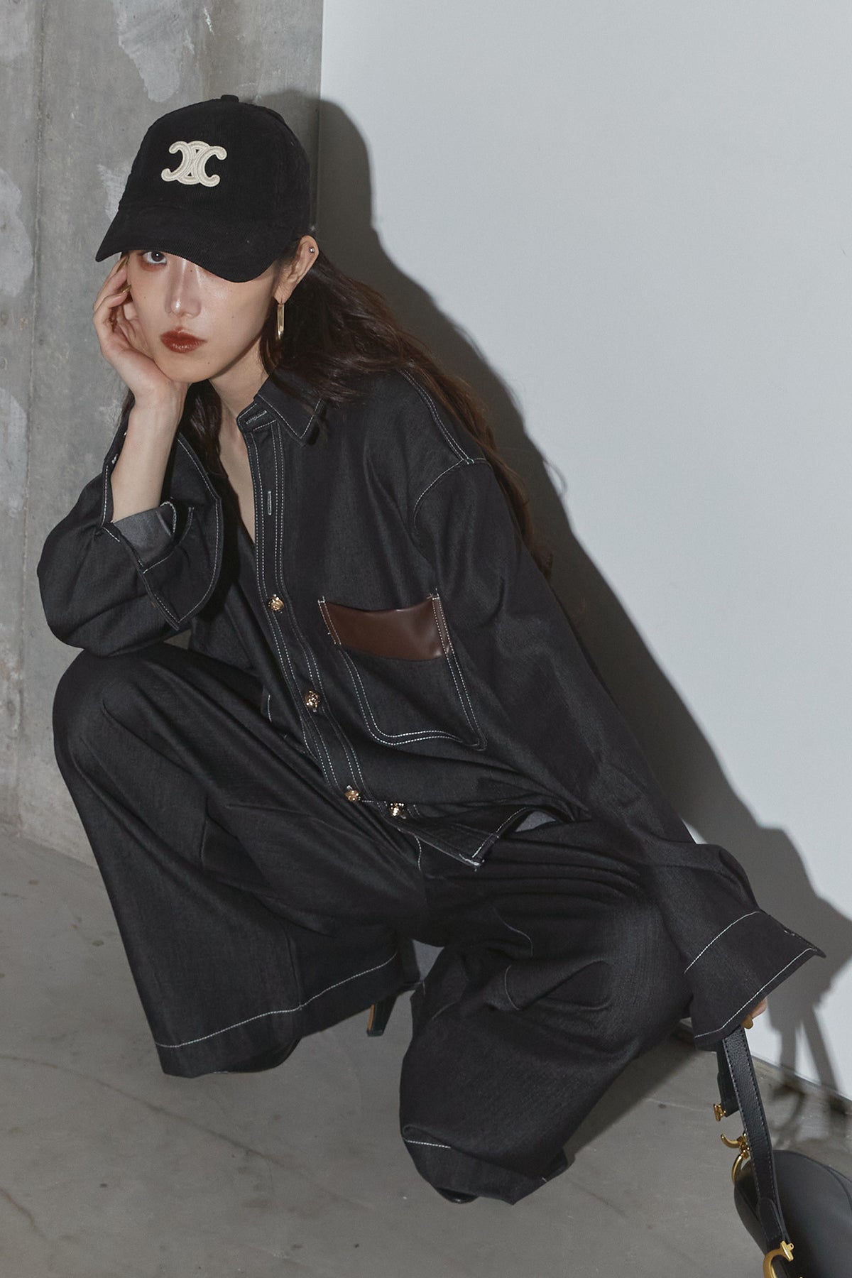 デニム セットアップ ブラウン キャメル カラーデニムセットアップ | select shop Lica.
