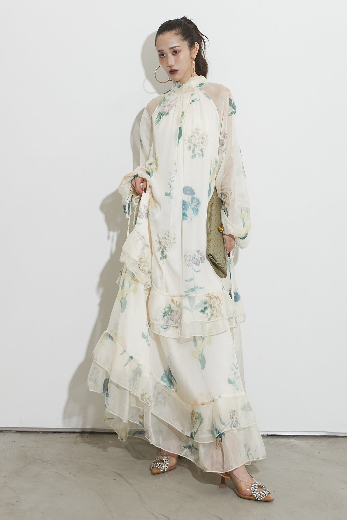 【試着のみ】andrea&co 【AUBREY】水彩アートティアードワンピース ANDREA & Co】【AUBREY】 水彩アートティアードワンピース