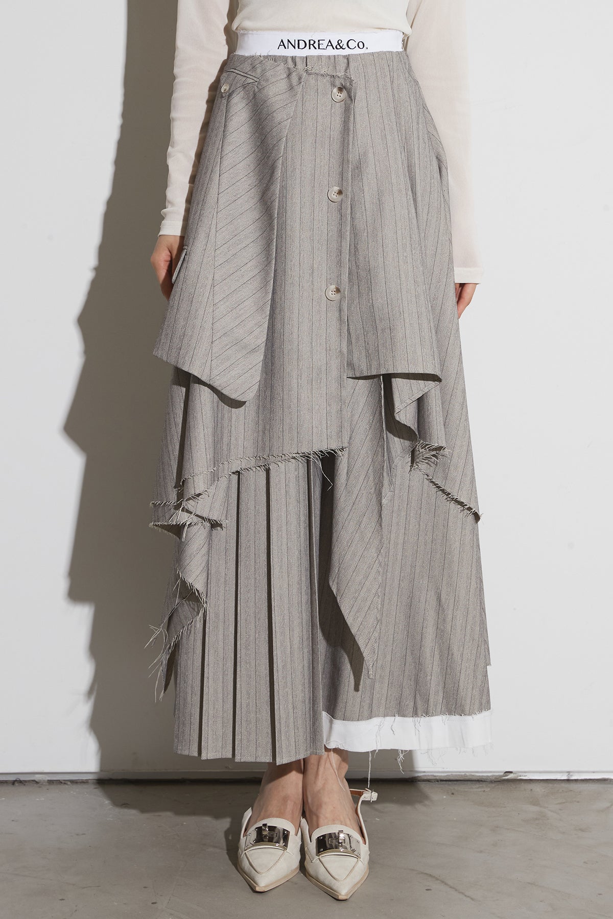 数量限定] STRIPE LAYERED TAILOR SKIRT – ANDREA&Co