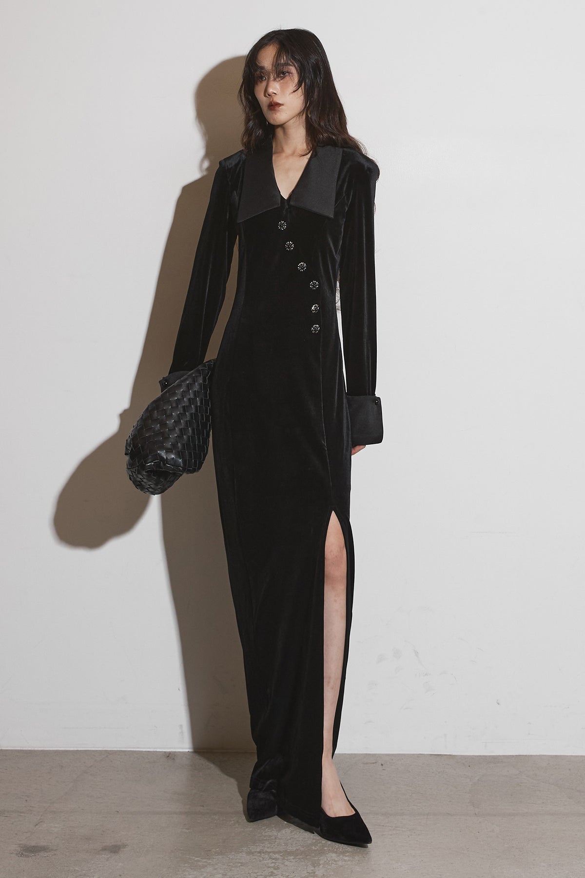 ANDREA&Co. ロングファージレ アンドクチュール AND COUTURE FOXファー付きAラインノーカラー