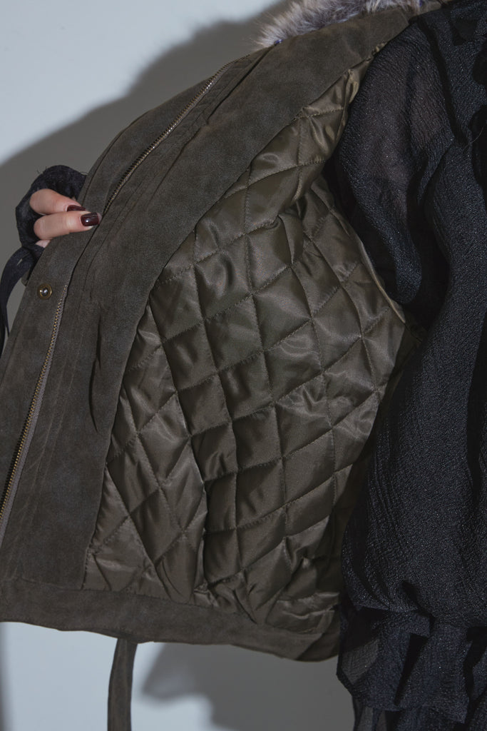 SET】フリルチュニックセットアップ+ファーカラースエードジャケット