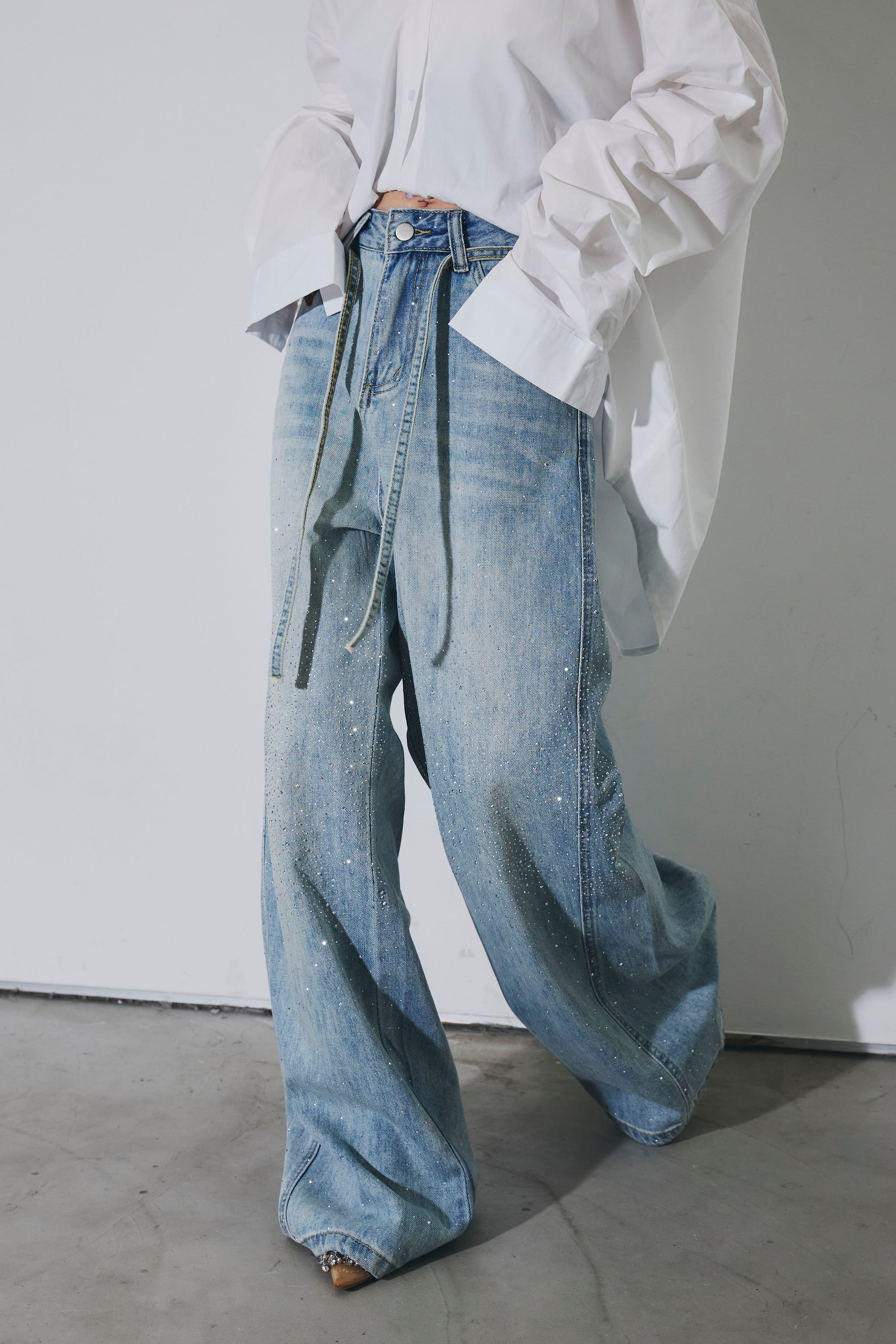 ラインストーンデニムワイドパンツ – ANDREA&Co.