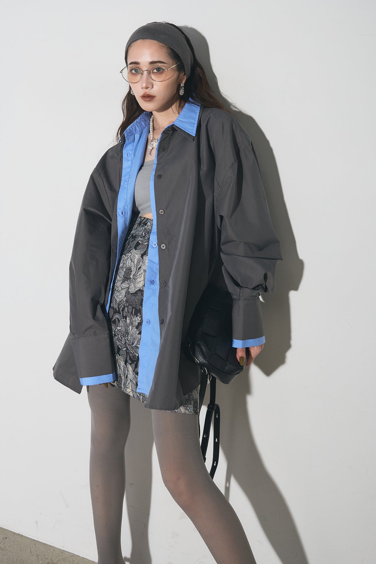 SET】レイヤードダブルブラウス+ゴブラン柄ミニスカート