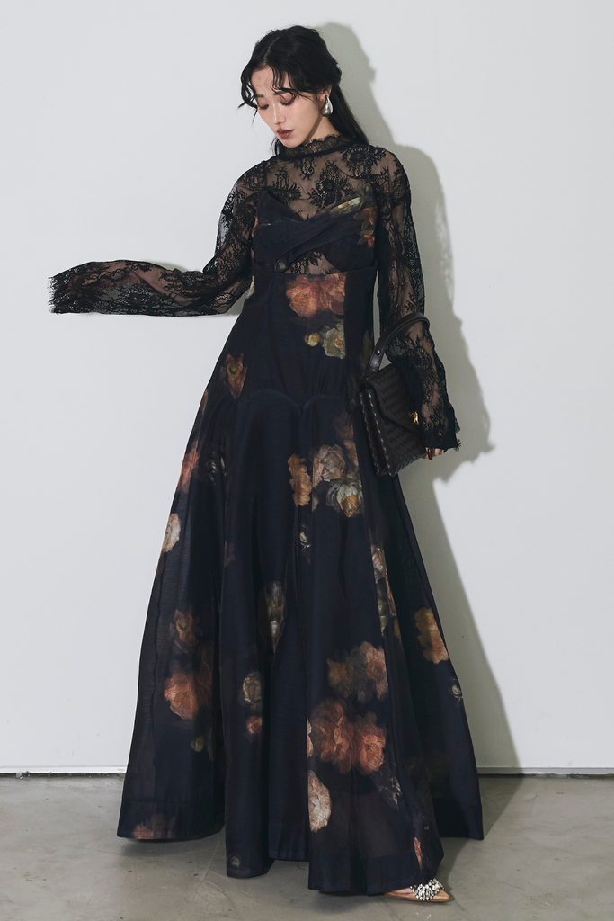 SET】レースシアーインナー+ボタニカルウエストカットワンピース