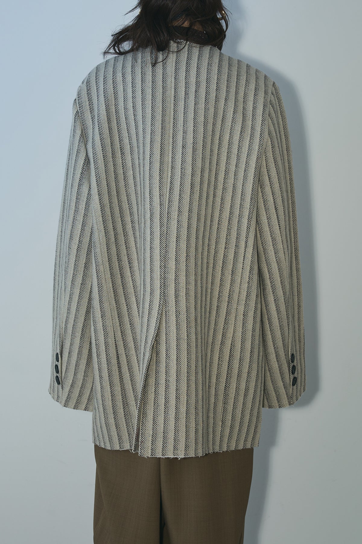 AUBREY/SET】ストライプVカラージャケット+タイプライタービッグシャツ  